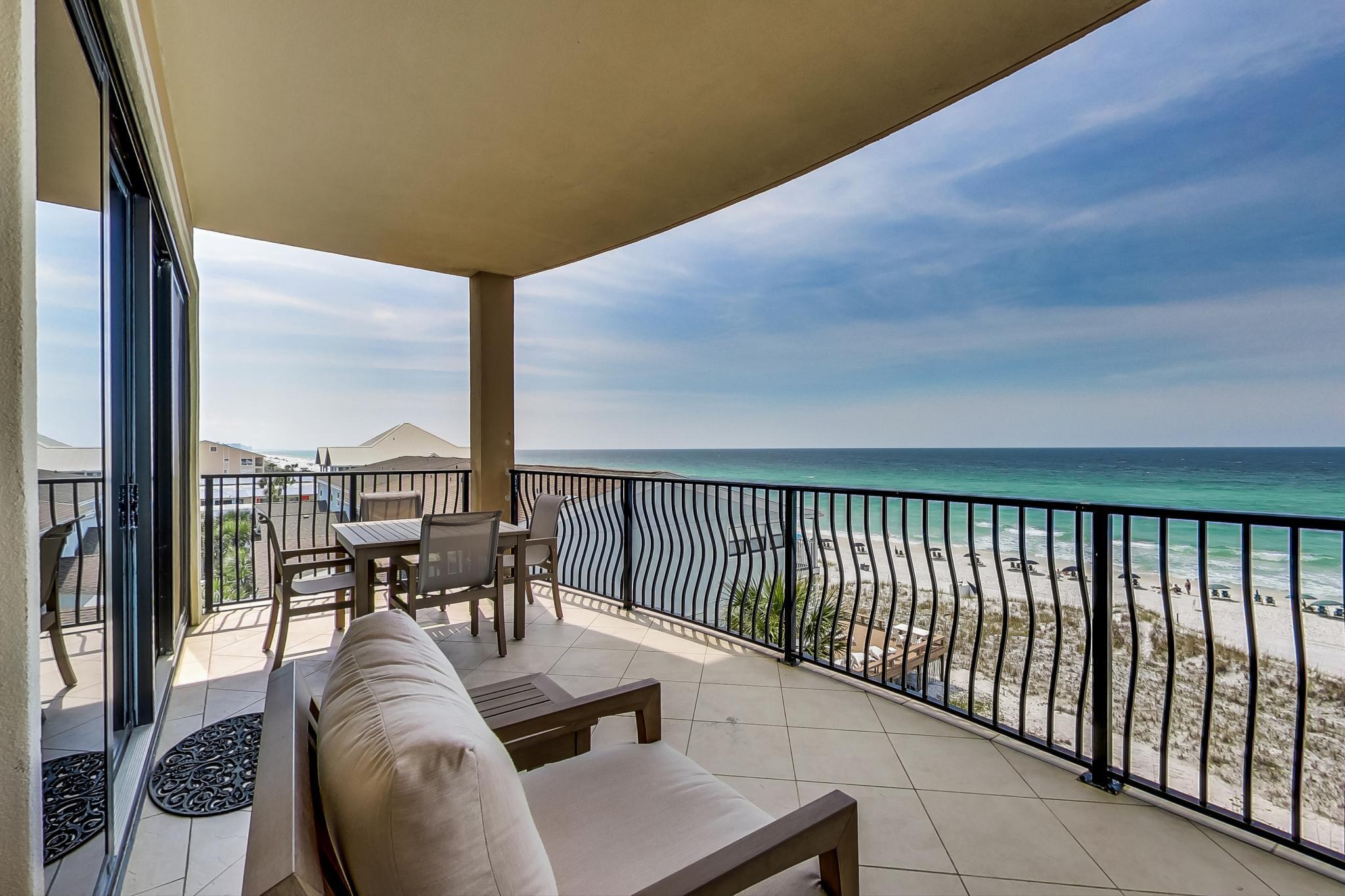 Sweeping views of the Gulf of Mexico accentuate this fully renovated waterfront corner condominium. The only fully reconstructed unit in Villa Coyaba, this property showcases 4 bedrooms, 3 full bathrooms and an additional bunk space. As the highest grossing income unit in the development, this property has been professional designed and decorated with the luxury vacation experience in mind. Offered fully furnished, features of the home include a large open concept living area with gas fire place; chef's kitchen with farm sink, Wolf range and Sub-Zero refrigeration; spacious gulf front master suite with large walk-in shower and closet; large guest rooms; and well-thought-through storage. While many properties claim to be renovated, this unit has been gutted to the studs, reconfigured and renovated to maximize the experience. 

Full List of Renovations: 

-	Removal of all old travertine flooring 
-	Addition of new sub-floor and sound barrier 
-	Installation of white oak flooring throughout the entire unit 
        (with the exception of bathrooms)
-	New custom cabinetry throughout the kitchen, dry bar and all 
         bathrooms
-	Installation of new appliances including a 36" Wolf gas range, 
        48" French door Sub-Zero Fridge, Wolf microwave drawer, 
        Asko dishwasher, Sub-Zero ice machine and LG washer/dryer.
-	Installation of custom range hood in kitchen
-	Installation of new fireplace and fireplace surround 
-	Installation of dry bar featuring a beverage fridge in living 
        room
-	New solid interior doors throughout
-	Reconfiguration of master bathroom to remove tub and install 
        large walk-in shower 
-	Reconfiguration of master closet to enlarge and include private 
        owner lockout 
-	Designer tile installed in all bathrooms
-	Custom bunk-beds built in bunk area 
-	New trim throughout including crowd molding, custom 
        door/window trim and 8" baseboards
-	Installation of new quartz countertops in kitchen, dry bar and 
        bathrooms
-	Installation of glass shower enclosures 
-	New plumbing fixtures including all faucets, farm sink, 
        bathroom sinks, showers and 
        toilets
-	Custom shiplap trim in hallway and guest bathroom
-	New cabinet and door hardware 
-	New mirrors in all bathrooms 
-	New light fixtures throughout the entire unit 
-	Refurbish all AV wiring, speakers and surround sound
-	Replaced all recessed lighting with LED fixtures
-       Completely painted included walls, ceilings, doors and trim
-	Installation of all new interior and exterior furniture, décor and 
        art

Amenities at Villa Coyaba include a large resort pool; well-equipped fitness center; spacious theater; outdoor grilling stations; private beach access; full service beach attendants and below group dedicated parking. 

With incredible rental revenue, this unit would make the perfect investment property, second home or permeant residence. Do not miss this rare opportunity to own this one-of-a-kind waterfront property in Destin, FL.
