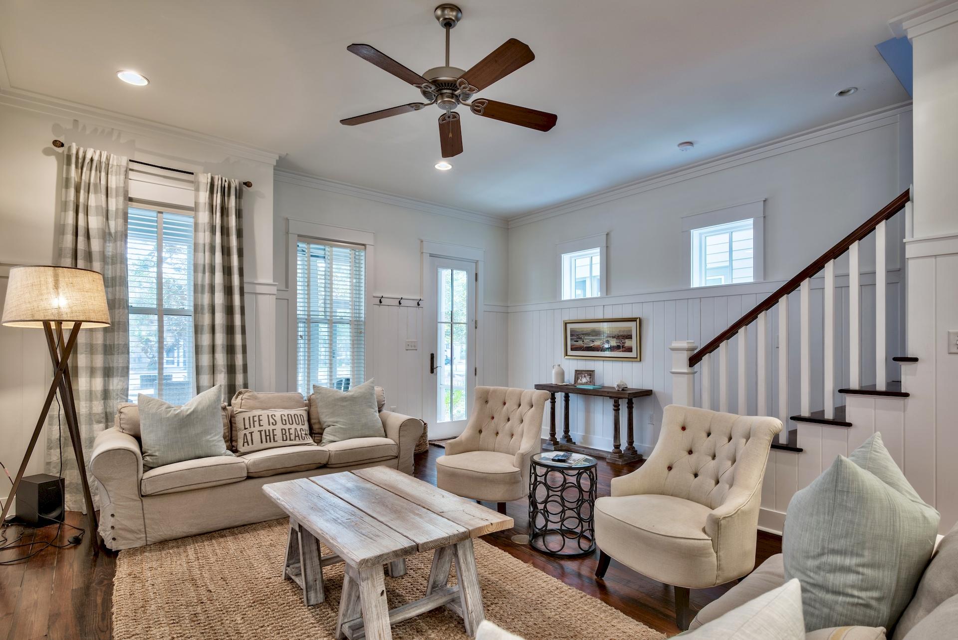 This beautiful 3 BR/3.5 bath home can be found in the prestigious phase 4 development of the Watercolor community, and is located directly across from the Dragonfly pool, making this an ideal option for both a primary residence or thriving investment property. The first floor features an open concept living/dining/kitchen area with a gourmet kitchen including stainless steel appliances, a half bath, connecting laundry room, and a screened-in back porch situated just off the living area.
All three bedrooms and bunk room are located on the second floor, each one with their own connecting bath with exquisite tiling and glass enclosed showers. The master suite includes a spacious walk-in closet and a covered balcony off the bedroom large enough for a nice seating area. This home being sold fully furnished is only a short bike ride away from the beach, the Watercolor town center and neighboring Seaside community where you can enjoy family activities, restaurants and shopping.

Buyer is responsible for personally verifying details about this property. Any information contained in this listing is believed to be accurate but is not guaranteed.
