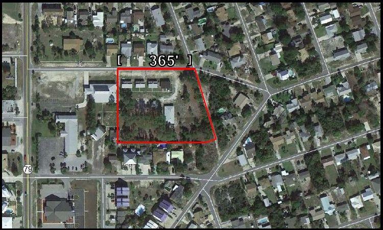 Incredible Opportunity to own almost three (3) acres near Hwy 79, zoned for up to 40 units per acre. Currently has 6 (six) structures on site. Each structure was built in the 1950's and Range in size from 1,000 sf - 3,500 sf. Made of block with asphalt shingle roof. No intrinsic value given for the structures. Property is ideally located just south of PCB Pkwy on the Eastside of Hwy 79. Less than 1/2 mile from City Hall, Fire Department, Police Department, Winn Dixie Shopping Center, Gas stations and many motels & restaurants. Plus only five minutes to Pier Park, Frank Brown Park and the City Pier This property is zoned for up to 40 units per acre for multi-family development and would make an ideal location for retirement center, motel, and townhome development. All major utilities are available. Estimated be over 8,200 cars per day or almost 3 MIL per year.