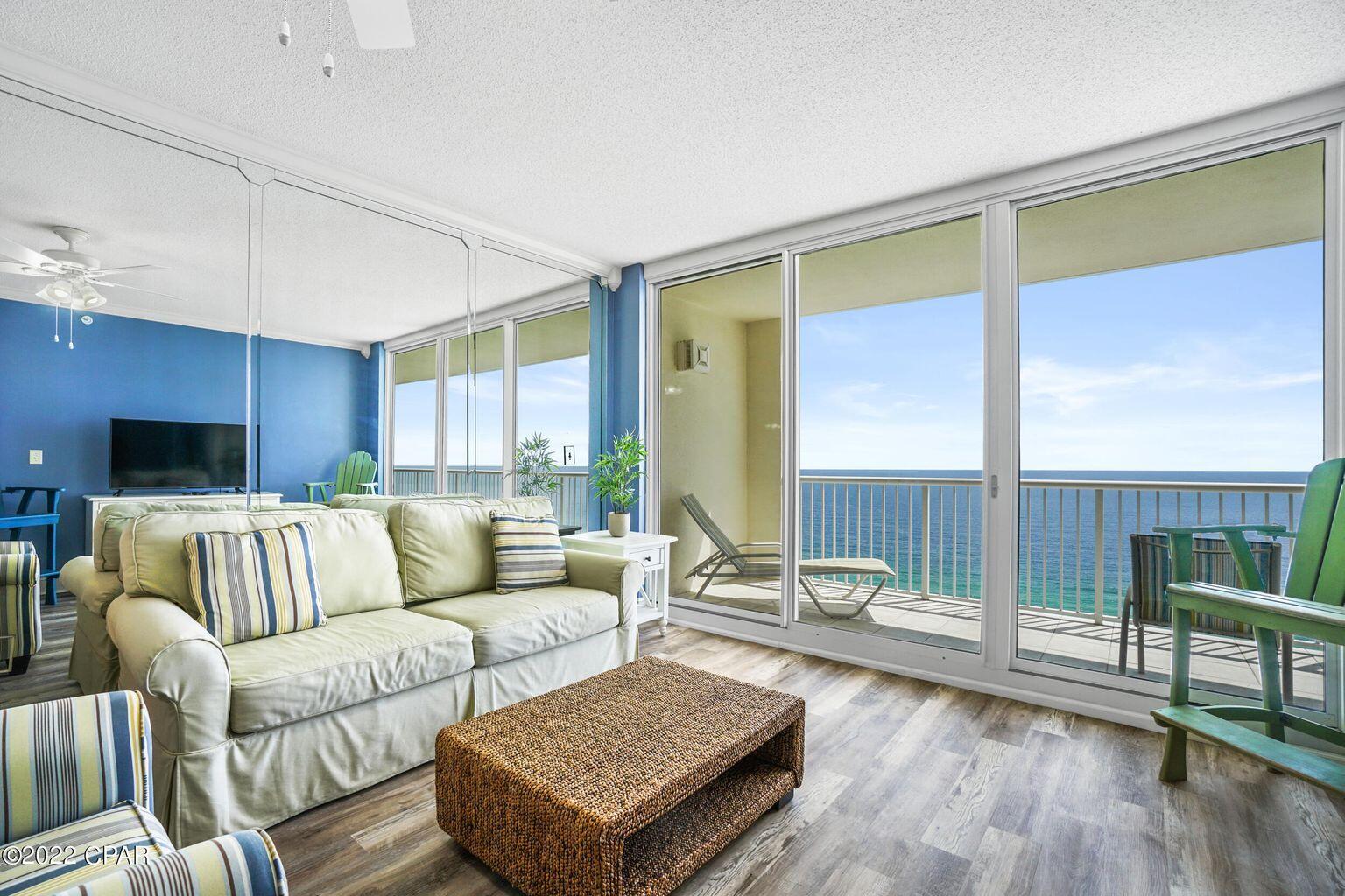 This fantastic, coveted 4bed/3bath unit in the desirable Majestic Beach Resort condo is the thing of which dreams are made. Almost 1600 square feet
of seaside luxury with a toes-in-the-sand location on the stunning beaches of Panama City Beach. It lives like a beach house but comes with all the benefits of
owning a condo. An expansive balcony offers endless view of the Emerald Coast and is accessed from the living room and master suite providing the ultimate
alfresco living and entertaining environment. Condo has been a non-rental. Well maintained and updated with fresh pain and LVT in living area and master
bedroom.