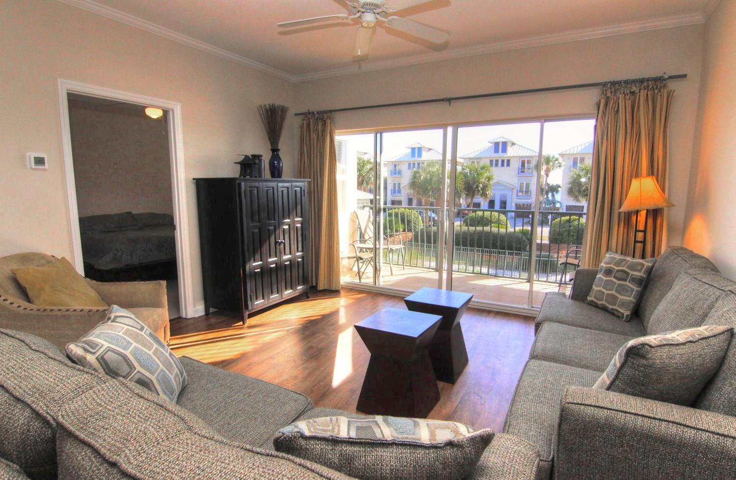 It's time to have it all  a Miramar Beach Florida 2 bedroom Gulf View condo for $295k  WOW  Emerald Waters Beachside is a four story mid-size complex with only 36 condos, it is adjacent to the Frangista Beach community and located on the corner of Scenic Gulf Drive & Holiday Road for fast and easy access to Highway 98! Walk up the steps or use the elevator to this 2nd floor condo with updated living room flooring, freshly painted and a BRAND NEW air conditioner. Unit 202 has never been rented, only used as a wonderful second home, however rentals are also welcome. Where else can you find a 2 bedroom condo with a laundry room a beach view, seasonally heated pool, hot tub, grilling area with a deeded beach access for this price?