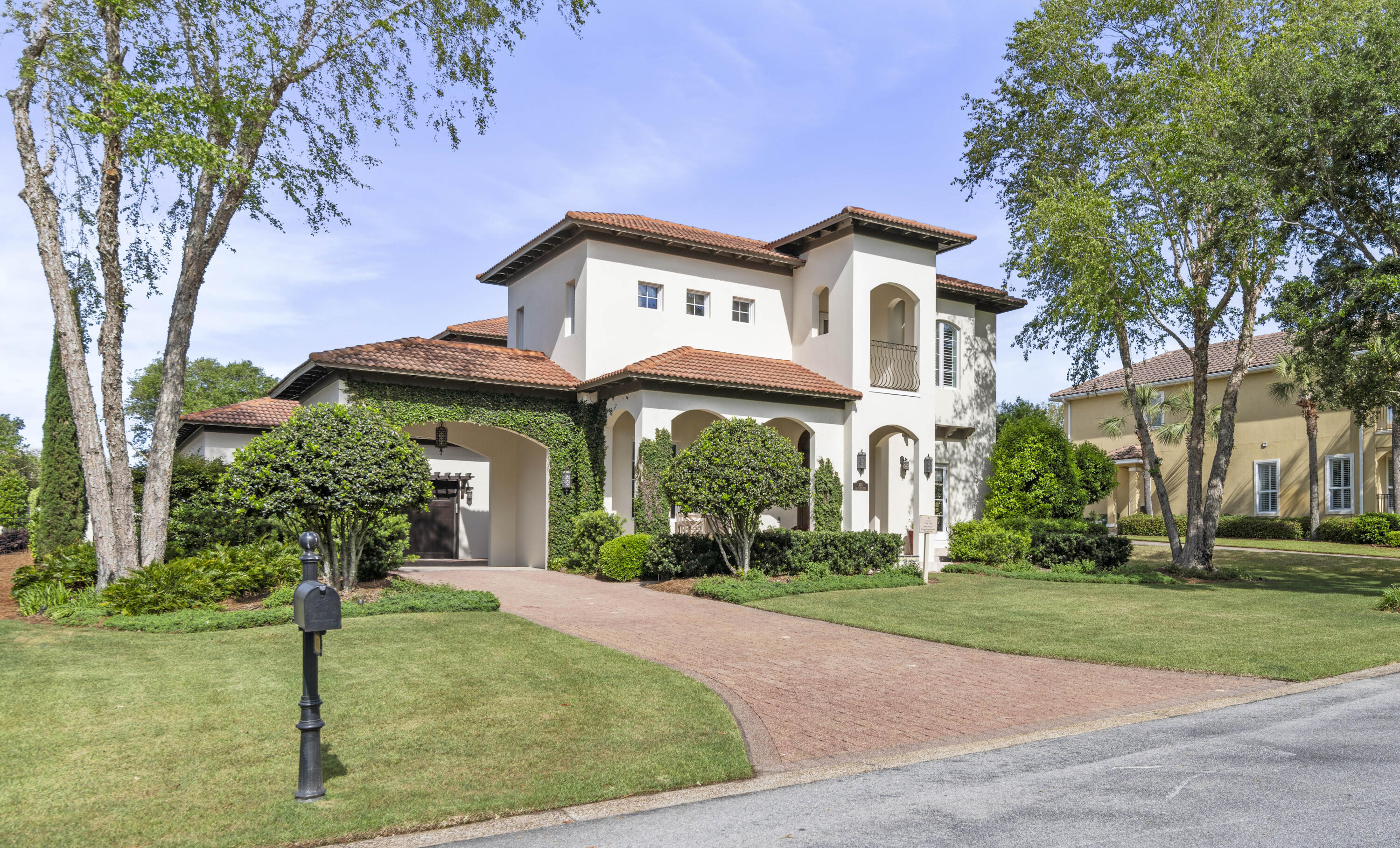 Welcome to 476 Seawinds in the coveted neighborhood of Bellamar, one of the most beautiful and unique neighborhoods.  Bellamar offers the 30A lifestyle with coastal tranquility as there are no short term rentals.  Bellamar is just across from the emerald waters of the Gulf of Mexico and offers its own private beach access.

This gracious mediterranean inspired home is owned by an interior designer and attention to detail is obvious at  every turn.  Enter through the custom-designed 9 foot  double  doors  and admire  the limestone flooring that leads you to a living room with soaring ceilings  and clerestory windows.  A large office is  convenient  to the front  door with its  own set of french entry doors.

Let the arched hallway lead you past a sizable, light-filled dining room to a state of the art chef's kitchen  No detail has been overlooked from the professional appliances, and sizable quartz countertops, to the ample storage and lighting.  The marble backsplash is a timeless element.  This house is an entertainer's dream with a large butler's pantry that flows seamlessly from the kitchen to the dining room  The kitchen is open to the ample family room where beautiful french doors lead you to a picturesque backyard where you will find a perfectly appointed covered patio and a large outdoor kitchen.  The entertainment continues with an outdoor dining area under a pergola with flowering jasmine.  Spend days at the pool and evenings beyond the pool at the tranquil cabana sitting area with a built-in gas fire pit.

Upstairs relax in the large, private master suite.  Enjoy coffee on the spacious balcony just off the bedroom.  The master bathroom is the ultimate place to start and end the day with its jetted soaking tub, marbled, state of the  art steam shower and his and hers vanities with lighted mirrors.  The master closet is a room unto itself with storage to spare.

There are two sizable guest bedrooms, one with its own balcony.  It  is attached to a luxurious, marbled ensuite bath.

Thoughtful details such a strategically placed art lighting, dimmer switches on every light fixture, beautiful landscape lighting and lush landscaping abound.

The 2 and a half car garage has extra space for a golf cart or a workshop.  There is storage galore with a custom designed slat wall system and a motorized lift system to hold your paddle boards and kayaks.
