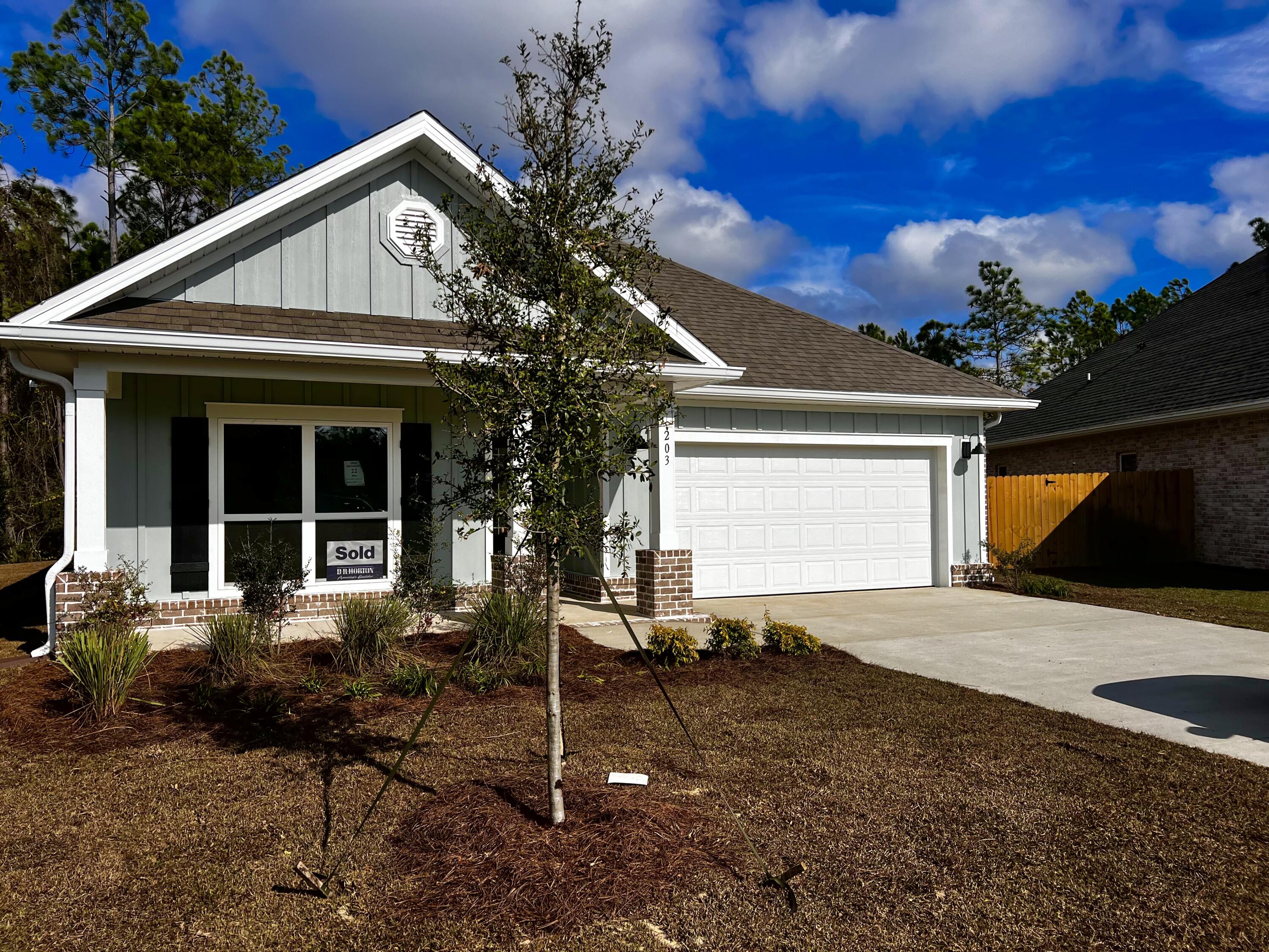 Beautiful new home in a fantastic location, Luxury Vinyl floors throughout, quartz countertops, large yard, two car garage, Large primary suite with duel sinks and a separate tub and shower, covered patio in the front and back of home, locked just a couple miles to 30a and all of its fabulous beaches, shops and restraints, walking distance to the middle school and close to the new elementary school
