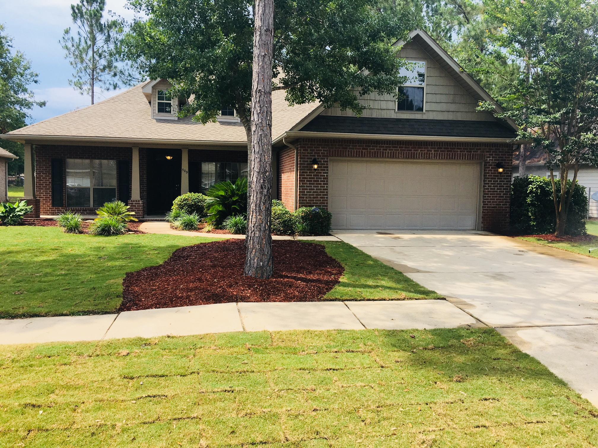 Comfortable, well maintained/larger 3 bedroom/2.5 bath home on the water in popular Hammock Bay. Development features extraordinary amenities including impressive pools, tennis, fitness center, and clubhouse. Close to State Hwy 331 which gets you to beautiful beaches on the Emerald Cost in just 20 minutes. Tall/bright inside with vaulted ceiling (15') in the living room. Dining room/study off front entry. Kitchen features pocket lighting, lots of cabinet space, tile flooring, center island, new granite counters and gas range. Pleasing back yard facing the lake. Screened in porch. Nicely landscaped with new sod all around. Garage has overhead storage/steel reinforced door. Fast fibre optic service for internet/tv.Termite bond in effect. Paint/floor allowance. Security system. Take a look!!
