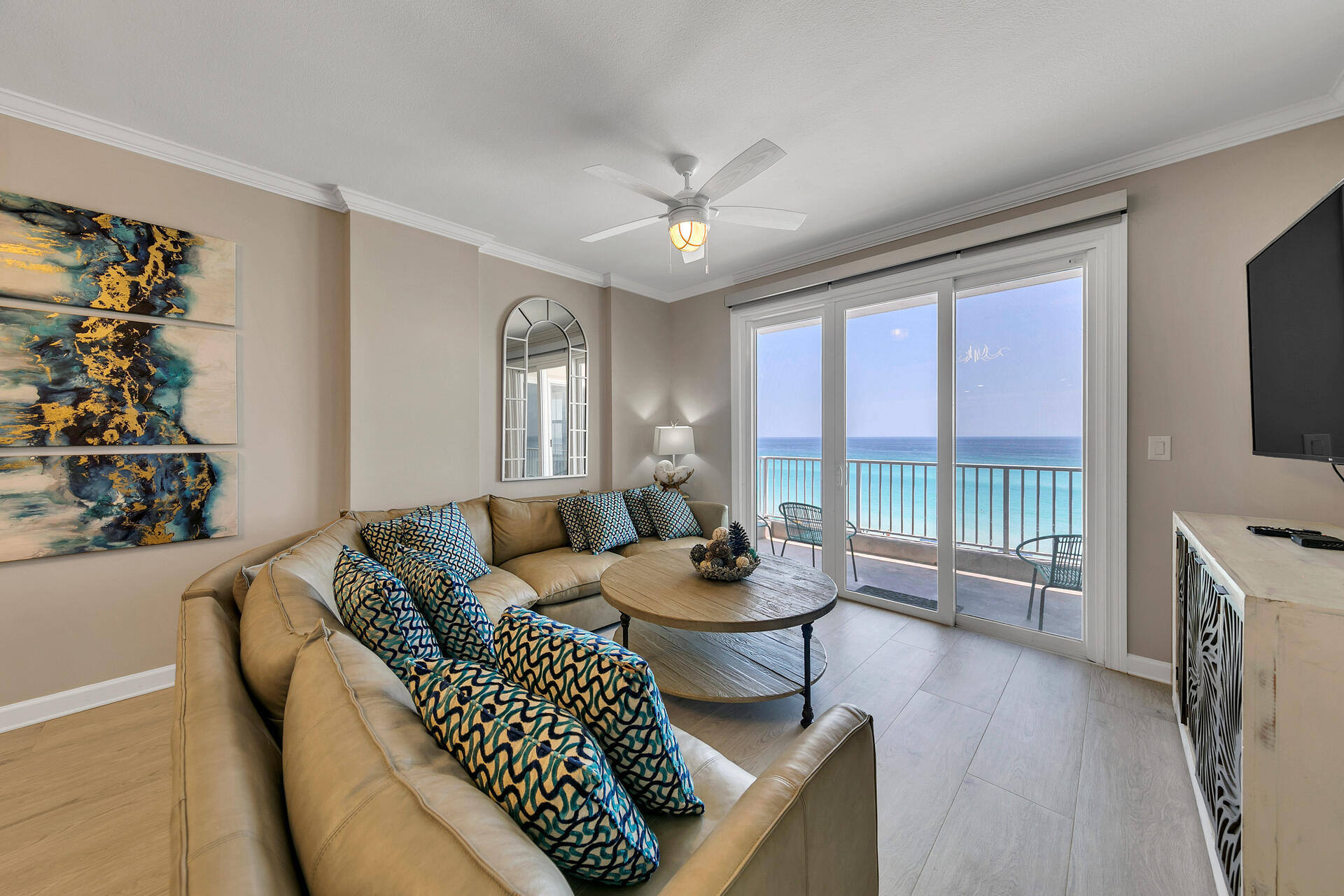 120K+ Price Improvement! Prepare to be Wowed by this Stunning Unique Condo with Spectacular Views of the Gulf from Multiple Rooms! The Versatility is Endless in this Lock-out Condo. Boasting Superb Rental Numbers renting as a 5 bed/4ba, 3 bed/2ba, or 2 bed/2ba. Rent one Side & Keep the other for yourself or open the French Doors between the 2 and make this 2727 sq. ft Paradise your Dream Home! New Remodel Features beauty & grandeur throughout this Luxury Condo with Many Lavish Accents. Walking in the entry door you are awed by the impressive fully tiled wall & beautiful Chandeliers. Continuing into either of the Sides you are immediately Dazed by the Emerald Green Waters inviting you to step out onto your private balcony & breathe in the salty air. Enjoy Lush & Comfort, You will never want to leave! Amenity Highlights include a New Restaurant onsite with Beach Service, Gulf Front Pool, Hot Tub, & Fitness Center. The Only property in this area to offer Service from your Beach Chair! Order Food/Drinks & have them delivered directly to you on the Beach! This is one you will not want to slip by, it is a must see in person to fully appreciate its Magnificence!