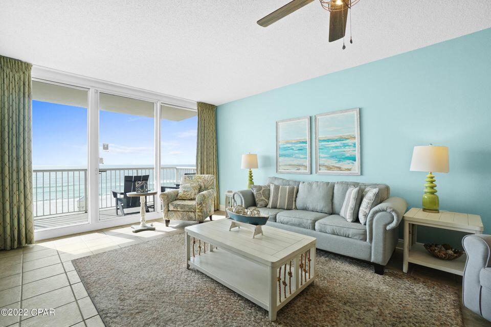 CORNER UNIT LOCATION! PERFECT ELEVATION WITHIN THE STACK! CONVEYS WITH DEEDED PRIVATE PARKING SPACE! Beautifully decorated 1535sq.ft 3Br/2Ba 3rd floor corner unit in excellent condition. Outstanding convenience! Never have to touch an elevator to access this excellent low floor condo! Conveys with private deeded parking space # 396. Park next to the unloading area and walk over the bridge to this handicap accessible unit! Majestic 2-301 is the beach getaway that you have been dreaming of! Super-efficient floorplan, this 3 bedroom , 2 bath gulf front condo has a PRIME lower floor location in the deluxe 23-story Gulf front complex Interior features include a spacious and open floorplan and 9' ceilings allow for fabulous Gulf and sunset views from balcony, living room, dining room, kitchen, & master suite providing the ultimate alfresco living and entertaining environment! It lives like a beach house but comes with all the benefits of owning a condo The gourmet kitchen is fully equipped. Sunset views from the generous, private, balcony are a perfect end to a sunny day and beginning to an exciting evening. MAIN MASTER SUITE is front and center on the beach with direct access to the main balcony and private bath complete with garden tub, separate shower, and large walk-in closet. 2nd bedroom has private balcony. 3rd bedroom is currently being used as a bunk room but could accommodate a queen-sized bed. LUXURY! COMFORT! CONVENIENCE! There is plenty of storage throughout this unit with the ample closets and oversized laundry area complete with full-sized front-loading washer and dryer. Can be configured to sleep up to 10 people! EXCELLENT RENTAL INCOME POTENTIAL. HVAC has been fitted with the revolutionary Coastal Green Air energy conservation system to lower utility costs and increase your bottom line. This clean, well maintained, turnkey offering will convey fully furnished, decorated, and rental ready. Ceramic tile throughout makes for super low maintenance! HVAC, HWH, and WASHER & DRYER have been replaced in the last 4yrs. New couch in living area and plywood furniture on balcony were added this year! Prime property for rental/resale. A great little weekend getaway or a wonderful investment opportunity. Enjoy the good life at Majestic Beach with an unparalleled deck of resort style amenities including: 650 linear feet of sugar white GULF FRONTAGE, Four Large outdoor pools (2 at Tower I and 2 at Tower II), Two Indoor heated pools (one in Tower I and one in Tower II), Two hot tubs, Baby pool, Wading pool with waterfall, H20 Bar and Grill serving Gulfside/Poolside lunch and dinner, Large outdoor dining area, State of the Art Fitness center with steam room and sauna, 130 seat Stadium seating Movie Theatre, Convention center, Private Owner's Lounge with full Kitchen, Tennis Courts, Majestic Market featuring Starbucks coffee. Quick distance to the wonderful shopping, dining and entertainment at Pier Park. FROM THIS CONDO, YOU ARE WITHIN STEPS OF EVERYTHING YOU COULD EVER WANT AT THE BEACH!