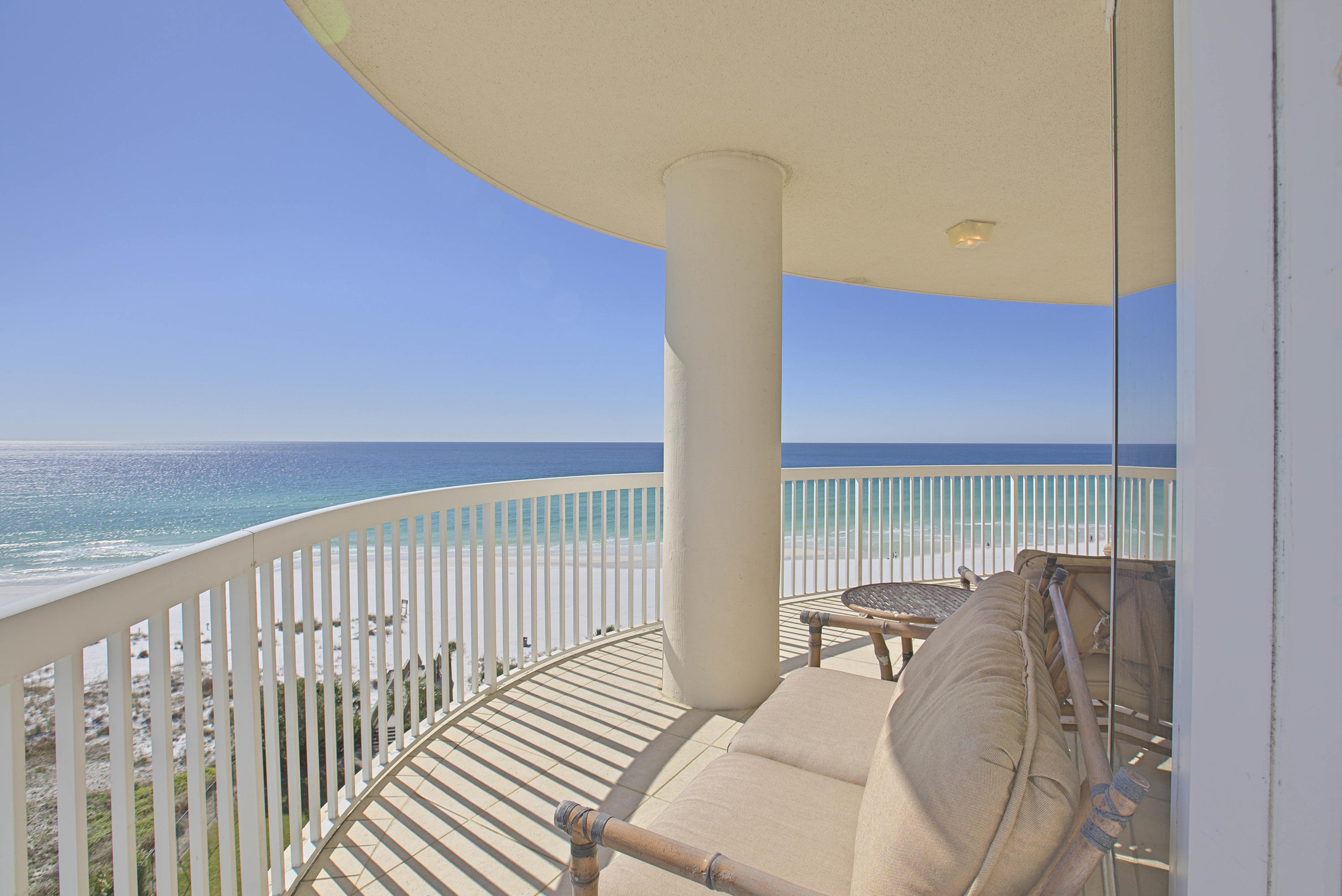 Luxurious Gulf Front Condo! St. Thomas 801 is a large corner unit on the east end of the building bordered by Henderson Beach State Park. This floorplan features a spacious Living-Dining-Kitchen area plus a Den; 3 Bedrooms with balcony access from every room; 3 -1/2 Baths and nice sized Laundry room with plenty of cabinets, a counter with a utility sink and an outside entrance. The master bedroom overlooks the Gulf of Mexico as does the master bath. The second and third bedrooms have en-suite baths and are on the north side of the unit to give your guests privacy. Travertine floors in all living areas and carpet in the bedrooms. Ice maker in the Wet Bar is inoperable and being sold 'As Is'.
St. Thomas is a premier rental-restricted condominium with semi-private elevators that open directly into each condo's private foyer. The condominium has a newly renovated lobby, library, private saltwater beachside pool for residents only as well as deeded garage parking and climate-controlled individual storage units.

Silver Shells Beach Resort & Spa is located in the heart of Destin on 30 acres with 1,000 feet of pristine private beach. The property is gated and guarded 24/7 encompasses a 7,500 square foot lagoon pool with waterfall, hot tubs, kiddie pool and grills. The clubhouse contains an additional indoor/outdoor heated pool, separate cardio and weight rooms as well as a luxurious full-service day spa. Well landscaped outdoor activities are provided with a children's playground, four tennis courts, full court basketball court and beach service. The Sand Bar serves food and drinks in season. Enjoy exquisite dining in Ruth's Chris Steak House onsite or have your order delivered. Come and enjoy the sugar white sand and emerald green waters of the Gulf! Call today to set up your private showing.  All information is deemed reliable but should be verified by the buyer and buyers agent.