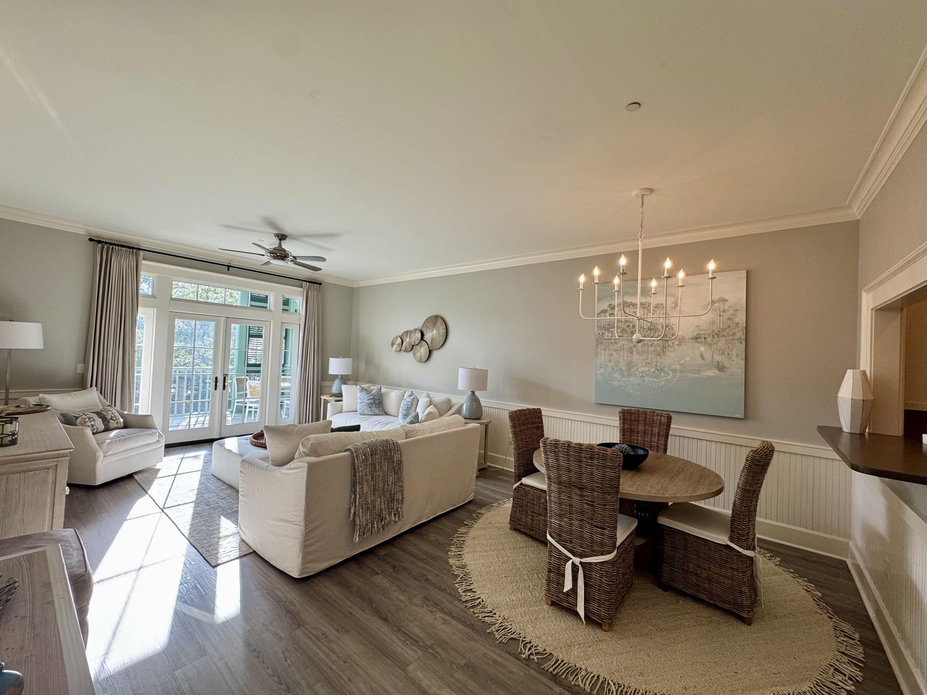 Recently renovated single-level WaterColor condo ideally located above Wine World, just a short stroll to the Gulf and WaterColor Beach Club. Features a spacious master suite with private bath, guest room with queen and twin beds, and a queen sleeper sofa—sleeps seven comfortably. Upgrades include new AC, kitchen appliances, faucets, lighting, ceiling fans, and luxury plank flooring throughout. Bathrooms fully renovated with new tile, vanities, and premium mirrored medicine cabinets. Enjoy outdoor dining and lounging on the balcony overlooking 30A.