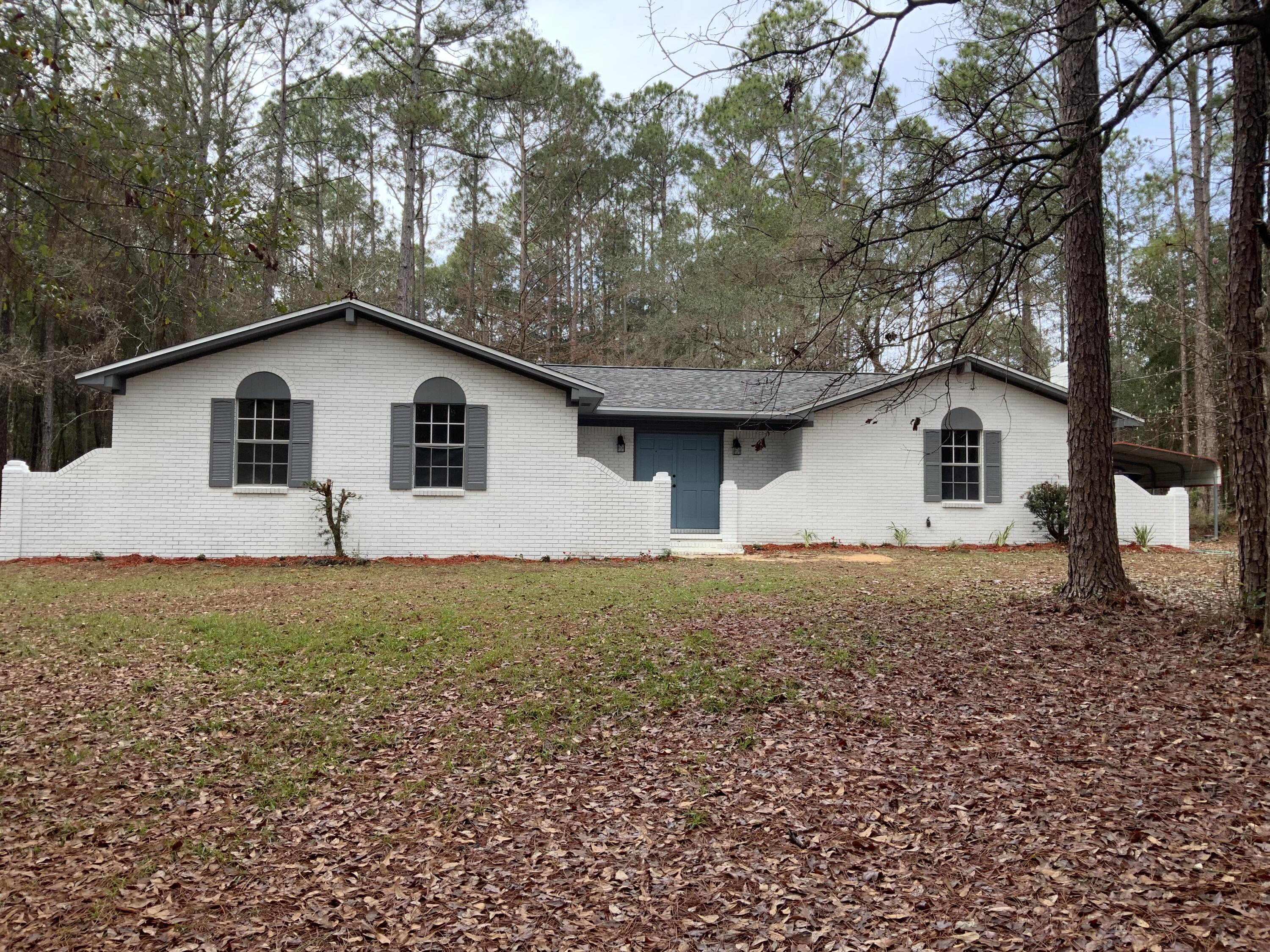 Professional Renovated 4-bedroom 2.5 bath home on 2.25 acres on a quite dead-end street just waiting for a new owner.  The renovations included new roof, lighting/fans, kitchen cabinets/tops, and SS appliances including refrigerator, LVP flooring throughout home, re-glazed tubs with new vanities and tops.  Popcorn ceiling removed and retextured.  Home was painted inside and out.  The open concept living kitchen area is great for entertaining, with an oversized island.  The home also offers a second living area for kids and the sports fan.  Just a few miles north of Crestview High School.  All work was done or contracted out by an experienced, knowledgeable & successful rehab professional.