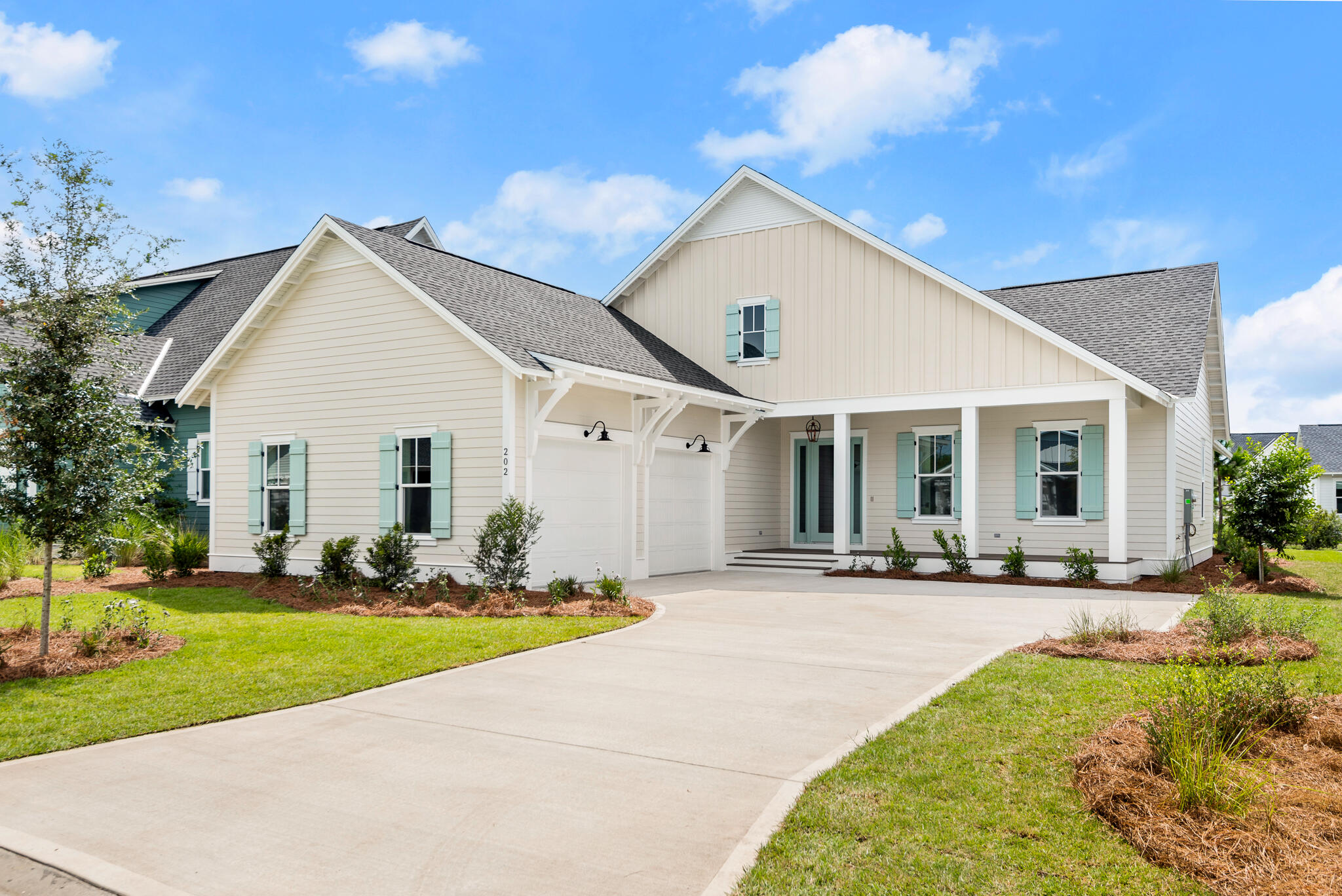 Never Lived-In, Brand NEW Construction by Huff Homes without the 24 month wait & in a completed section of Watersound Origins!!! No construction around this one!

Welcome home! This sought after one-level, side-load garage Ficus plan includes tons of upgrades! There is space for everyone and everything with 4 bedrooms, 3.5 baths including a Jack n Jill (everyone gets a bathroom!), large closets with built-ins, large walk-in pantry, huge laundry room, mud room area with built-in lockers, and an extended back porch with cozy fireplace.

The soft flicker of the gas lantern will welcome your guests, as they make their way through the foyer with lap and gap walls, they'll enter the gorgeous upgraded kitchen that includes quartz countertops, gold hardware and gorgeous backsplash. Perfectly positioned for entertaining,
the spacious living room is wrapped in shiplap, the dining area and kitchen flow beautifully onto the large back porch. Enjoy cooler temps around the outdoor fireplace and the nice buffer between the neighbors behind you. 

The master suit is a real oasis featuring a shiplap accent wall, double doors leading to the bathroom, double sinks, large shower with marble tile, soaking tub and a HUGE closet with built-ins and space for everything!

Some upgrades include: 10' ceilings, solid core doors, utility sink in garage, upgraded shower tile floors, designer lighting, gas lantern, and more! Agents: all upgrades are listed in documents.

*Dishwasher and Shower Surrounds and Doors will be installed by middle of September. They were on back order.