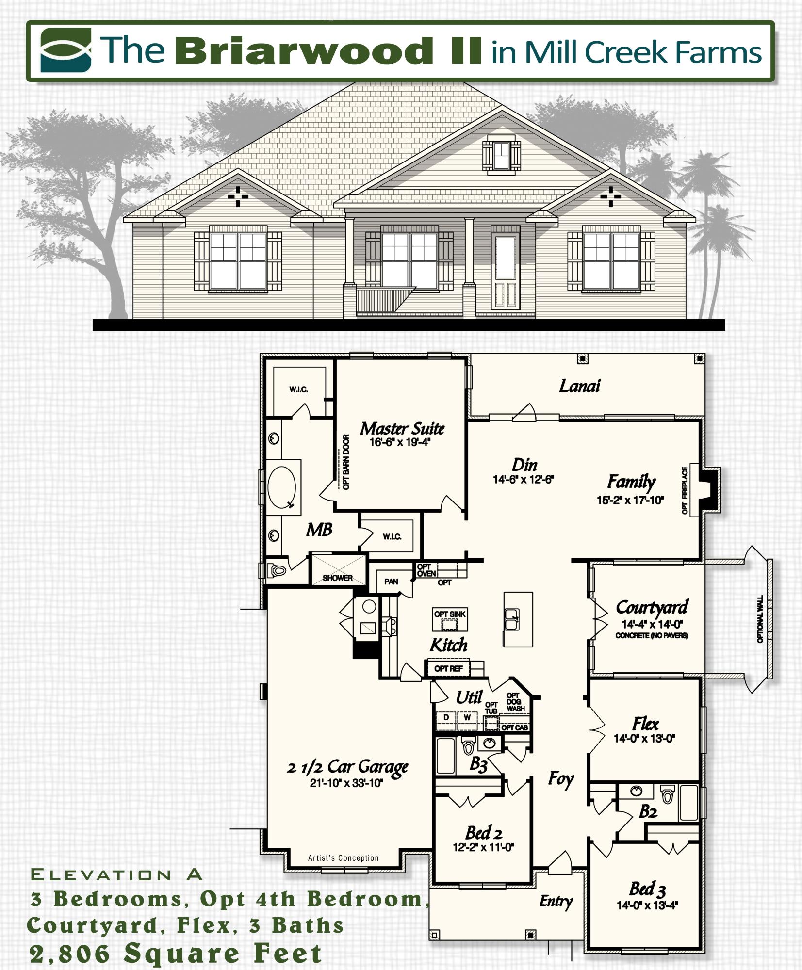 Pre-sold home. The Briarwood floor plan is 3 bed, 3 bath, 2.5 car garage home with a covered front porch, side lanai and OVERSIZED covered rear porch. Many upgrades throughout home! Some upgraded features include hood vent in kitchen, built in cook top, hood vent, built in oven and microwave, crown molding, 8' doors, double doors to flex room, hard wood floors, over sized fridge/freezer combo, blinds throughout, and a floor plug in the living room. Energy efficient Gulf Power EarthCents Certified home. Only 13 Miles to Duke Field and Special Forces Base. Built by Multiple Award Winning VA Approved Builder.