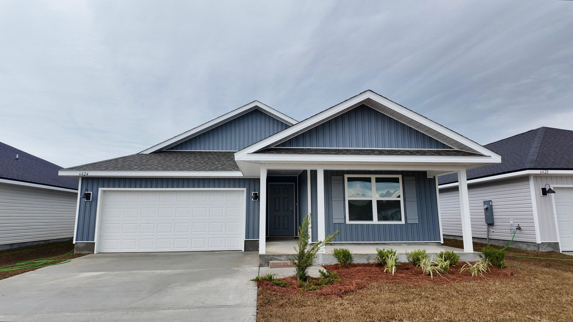 River's Cove features a beautiful community pool and playground. The highly desirable new Lakeside floorplan provides a well-designed OPEN concept, no wasted space, 5 beds, 3 baths, nice 12 x 9 covered back patio & 2 car garage. All stainless appliances in the kitchen, smooth top range, beautiful countertops in kitchen and baths, quiet dishwasher, built in microwave, spacious dining area & more. Striking wood look flooring, plush carpet in the bedrooms. The Smart Home Connect System has several convenient devices. Fabric Hurricane door and window protection is included. Awesome amenities & stylish curb appeal. Located in a fast-growing area.