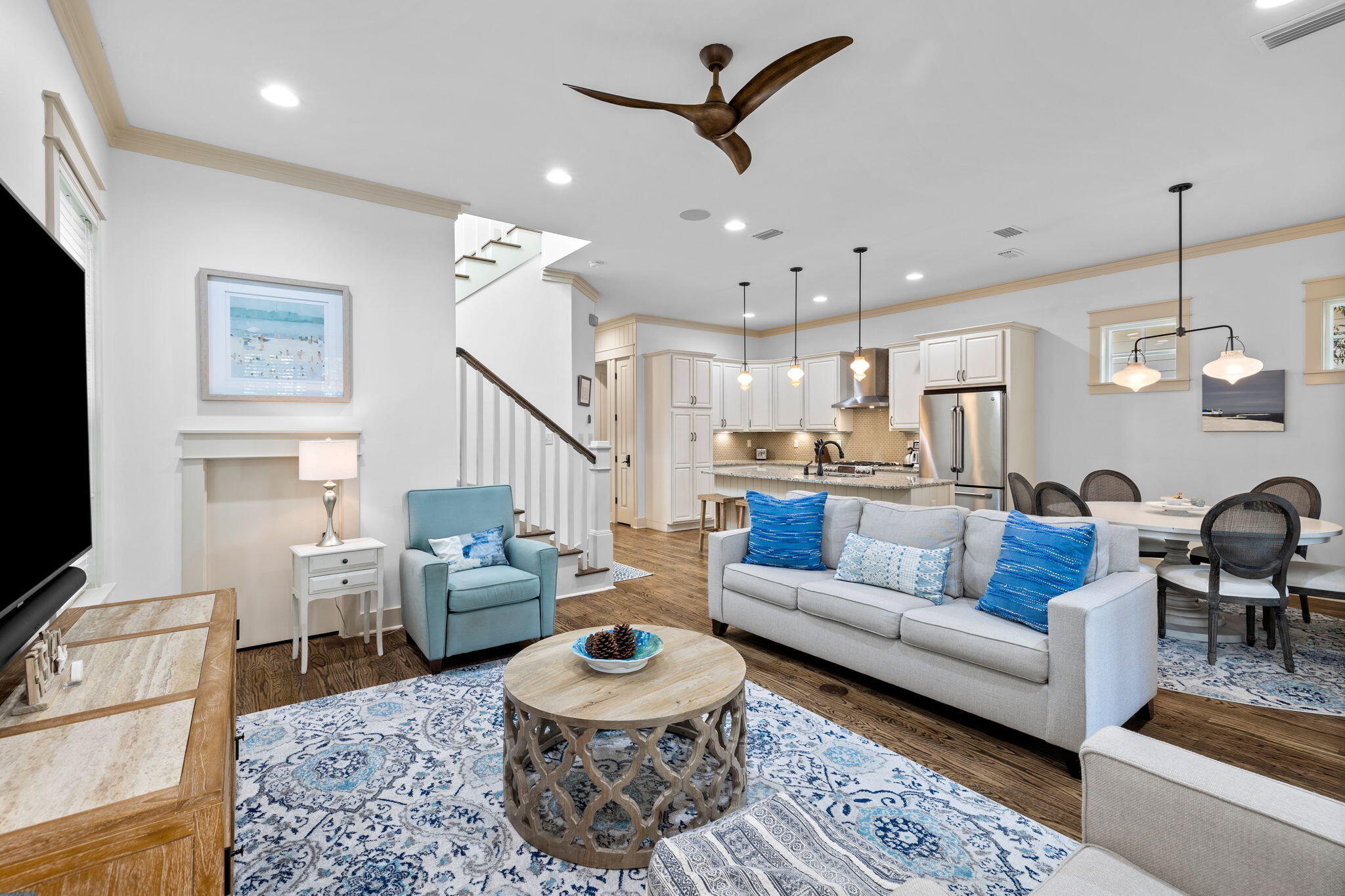 Located in Watersound West Beach, this beautiful Florida cottage is just steps away from one of the most serene private beach accesses along the south side of 30A. Adorned with coastal decor, it offers two master bedrooms (one on each floor), a guest bedroom, a bunk room, an open living area, and a modern kitchen, making it an attractive investment for primary living, vacation home, or short term rentals. The main floor welcomes you with a spacious living area connected to a large kitchen boasting ample storage, upgraded cabinetry, stainless appliances, and a granite island.

The first floor master features a private ensuite with double vanities, a walk in closet, and a glass enclosed shower. Conveniently located off the side entry are the laundry room, powder room, pantry, and... garage access. Noteworthy features of this home include an outdoor shower, hardwood floors, a tankless water heater, and a one car garage. Upstairs, you'll find another master ensuite, a guest room with an adjoining full bath, a built-in bunk room, and flex space perfect for extra sleeping quarters, entertainment, or office use. A screened-in back porch off the living area offers a delightful outdoor space for enjoying sunny mornings and shaded afternoons. This porch overlooks boardwalks leading to community amenities such as a clubhouse, grilling area, heated pool, outdoor showers, and private beach access.

Situated adjacent to Deer Lake State Park, Watersound West Beach permits short term rentals, with this home projected to earn up to $100K annually. Come see it today!