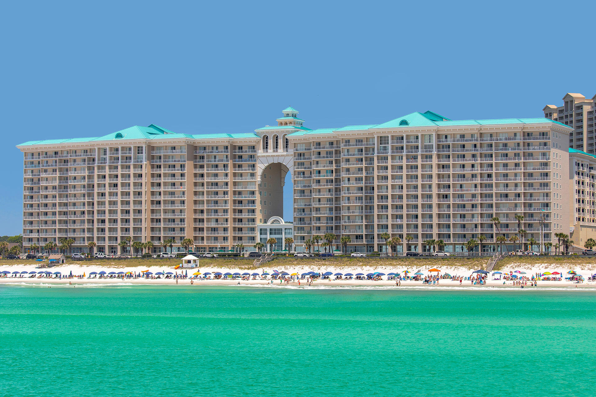 Gorgeous PENTHOUSE with spectacular gulf views in the popular Majestic Sun Resort. This 2212sq ft  3 bed, 3 bath with bunk area & assigned underground parking space, guarantees ample space for private use or for a lucrative rental property. Some of the many interior features include granite counter tops, stainless appliances, beautiful natural wood cabinetry, wine cooler, tray ceilings, crown molding, owner's closet, & a full-size washer & dryer. Access the balcony from the living area, dining area, & the master bedroom - a WALL OF WINDOWS SHOWCASES THE GORGEOUS GULF OF MEXICO!! Conveniently located in one of the most central locations along the beach close to the Whale's Tail & outlet mall shopping. Majestic Sun offers a heated indoor/outdoor pool with hot tubs for year round enjoyment!