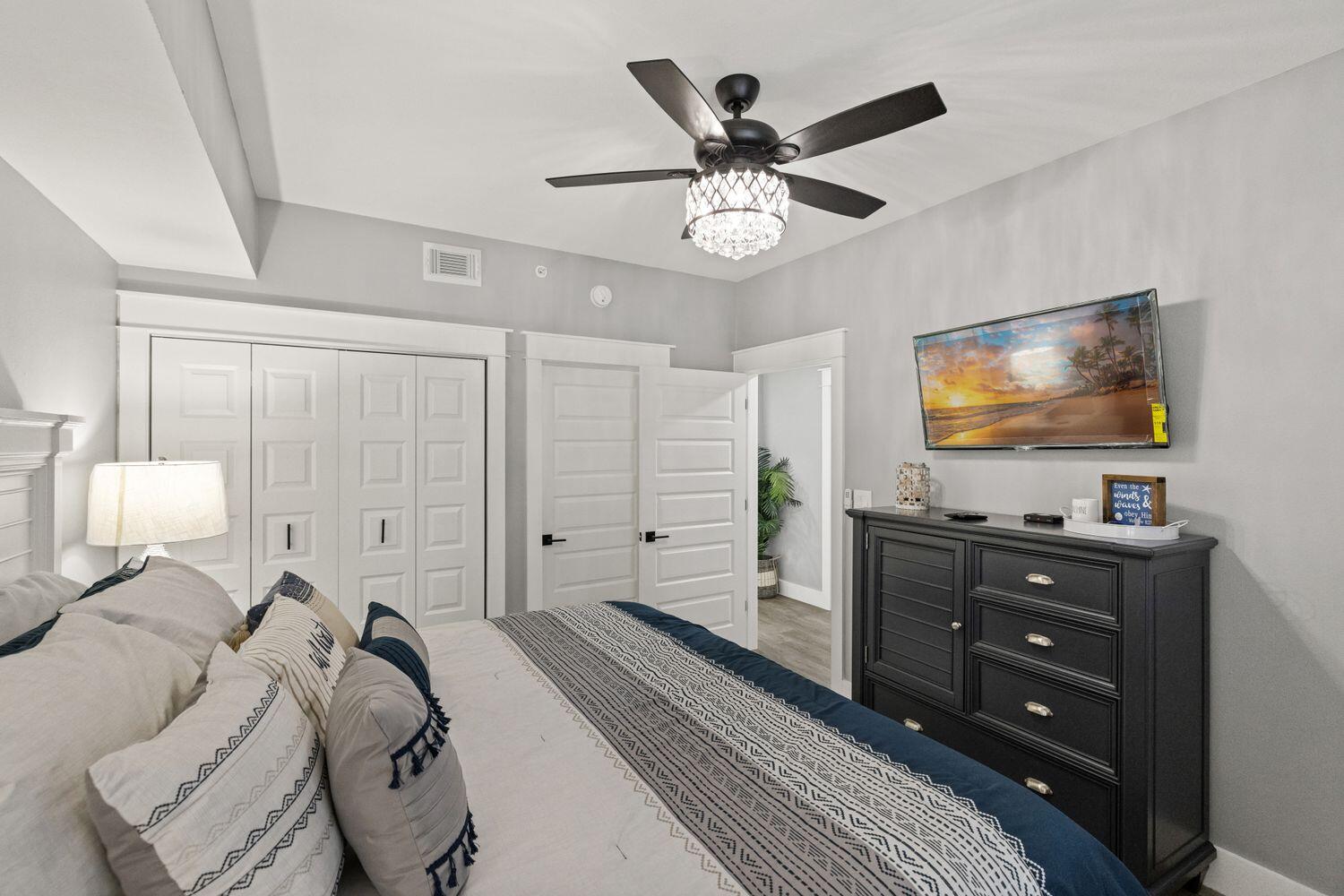 Enjoy that 30A Coastal Luxury Lifestyle while owning on the West End of Panama City Beach.  As you enter you're greeted with a completely remodeled condo with gorgeous Coastal Charm!  This remodel provides you with space solutions that are also stylish, functional, and customized to bring luxury to life!  The crisp white shiplap walls and coastal décor make this condo so welcoming it's hard to leave the Coastal Lifestyle.  This unit has been remodeled to include a 3rd bedroom with full size bunks and includes a pocket door for the closet making it the perfect space for kids. The guest bedroom offers a King Size Bed and new furniture.  As you step into the beautiful guest bath you'll find a shower/tub combo, as well as, you'll notice the black accents with the mirror, and hardware. The master bedroom has an ocean view and balcony access to enjoy your morning coffee and nightly cocktail as you watch the sun setting over the salty seas. The King size bed makes a perfect place to relax after your day at the beach.  You'll be swept away in the master bath as you shower off the saltwater kisses.  The shower system offers a rain shower, handheld option and back massagers.  The kitchen has new cabinets, stainless appliances for you to make a home cooked meal for the family.  The dining area has seat for six to enjoy the delicious meals cooked at home or ordered to go!  As you snuggle on the Pottery Barn sofa you'll enjoy the flat screen TV and the electric fireplace for ambiance. The built in fireplace has many settings so that your fire meets your mood for settling down for the evening.   Located directly on the Gulf of Mexico you'll enjoy Gulf Front Views from the Master, the living area, the dining area and the kitchen.  Celadon Beach Resort is the last high rise condominium complex with homes being adjacent on the west side.  The Beach Resort is the perfect location for your family to enjoy the 283 feet of gulf front sandy beaches. The amenities also include a Gulf-side pool and spa, indoor/outdoor heated pool with spa, fitness room, tennis court, high-speed elevators and covered parking garage with walkover.  Unit 1508B also incudes parking space #5 with the unit.  If owning this pristine condo isn't enough if you decide to use it as a rental there's $46,667.17 gross income on the books from July 1-January 2nd.  The total gross rental revenue earned and booked for 2023 is $83,757.08 with additional days still to be booked in the remaining 2023 year.  What a great opportunity to purchase a second home and start earning income!  Don't miss your opportunity to see this unit!