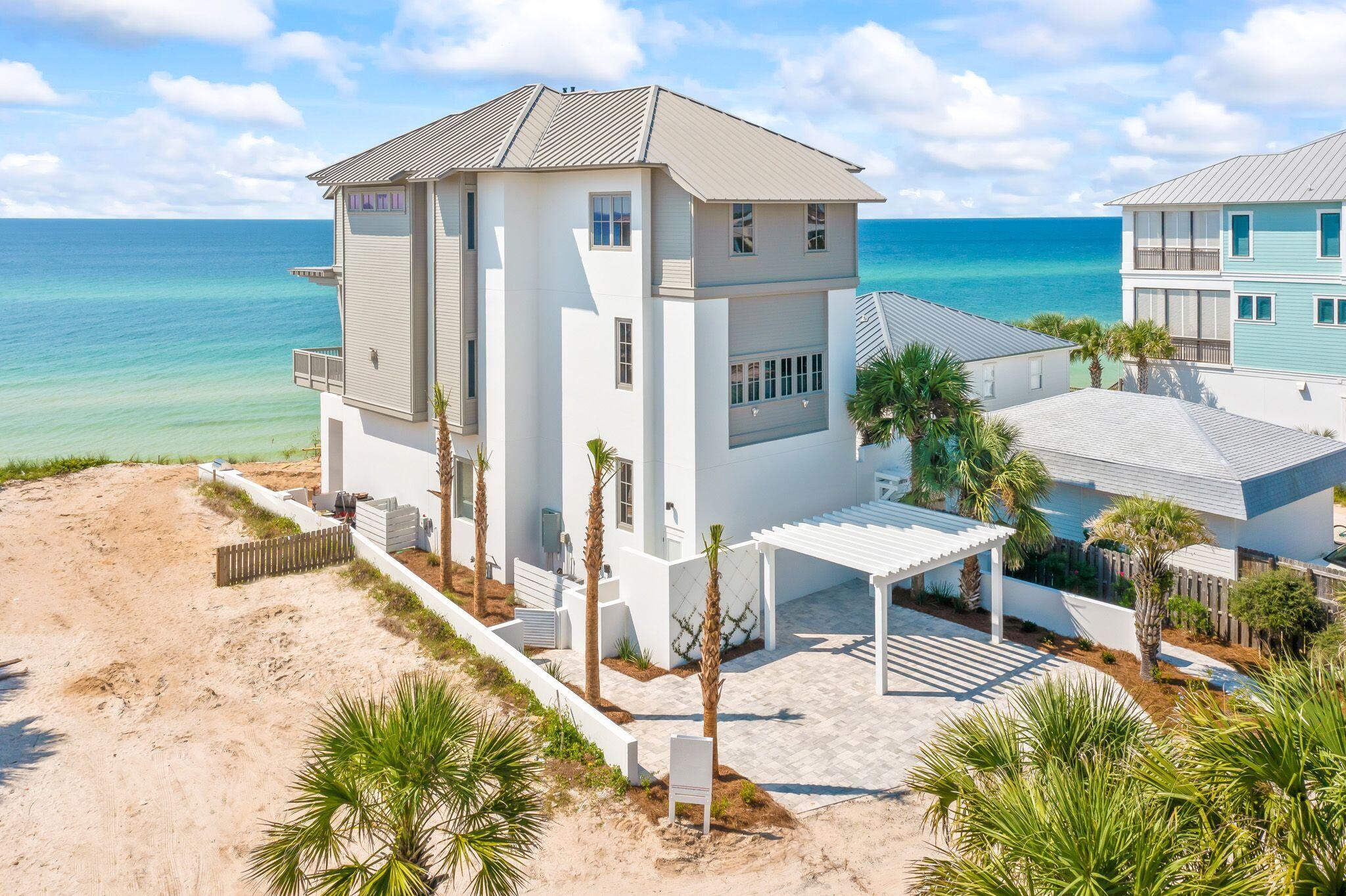 Welcome to 59 Green Street, a stunning Gulf-front home located in the beautiful, authentic neighborhood of the east end of 30A! This home is located on the private street of Green street and situated perfectly between Watersound and Alys, close to restaurants, shopping, and live entertainment. And, every necessity and amenity is only a short bike ride or stroll down 30A. The solid concrete home was built to last. Filled with high-end furnishings this home is perfect for both couples and larger families, and would make an excellent primary home or even a lucrative vacation rental! Breathtakingly beautiful, this 4 bed, 5.5 bath Gulf-front home features stunning views, pool overlooking the water and your own private beach walkover. All information is deemed correct but must be verified by Buyer*