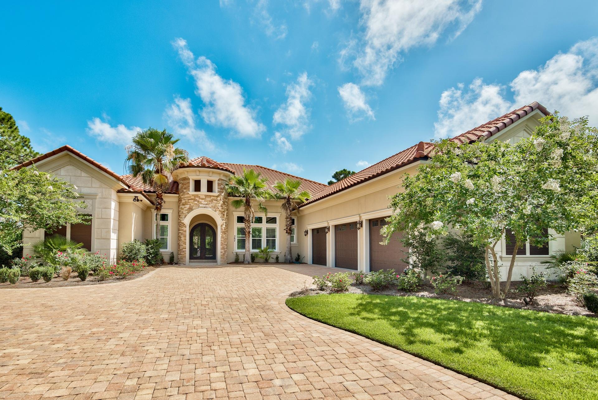 Discover this exemplary custom home masterfully built in the guard gated community of Kelly Plantation offering elegant mediterranean architecture juxtaposed gorgeous golf course views. Prominently situated and recently constructed, this striking five bedroom home features an extraordinary architectural design with coastal colors & professional decor as well as an exceptional private screened lanai & in-ground pool area complete with ample patio space as well as a private guest quarters. The master bedroom is ideally located on the main level for optimal convenience and features ample natural lighting, dual closets, ensuite bathroom with dual vanities, soaking tub and walk-in shower highlighted by tile surround. Other notable features include the well-designed living room open to a custom built chef's kitchen complete with stainless appliances including a gas range, refrigerator, dual ovens as well as a spacious pantry, custom cabinetry with ideal storage space, granite countertops & large center island that anchors the space. The open floor plan also features 12'+ raised ceilings throughout, masonry fireplace in the living room, oversized garage, separate formal living & dining spaces as well as a built-in bar area which is perfect for entertaining. Kelly plantation is a guard gated community located in the heart of Destin, Florida and features premier access to incredible community amenities such as the golf club, equestrian facilities, clubhouse with community pool & fitness center, tennis courts and a multitude of green space, walking trails, lakes, playgrounds and outdoor activities. Kelly Plantation allows for easy ingress and egress to highway 98, Legendary Marina and all of the world class shopping, dining and entertainment Destin has to offer.