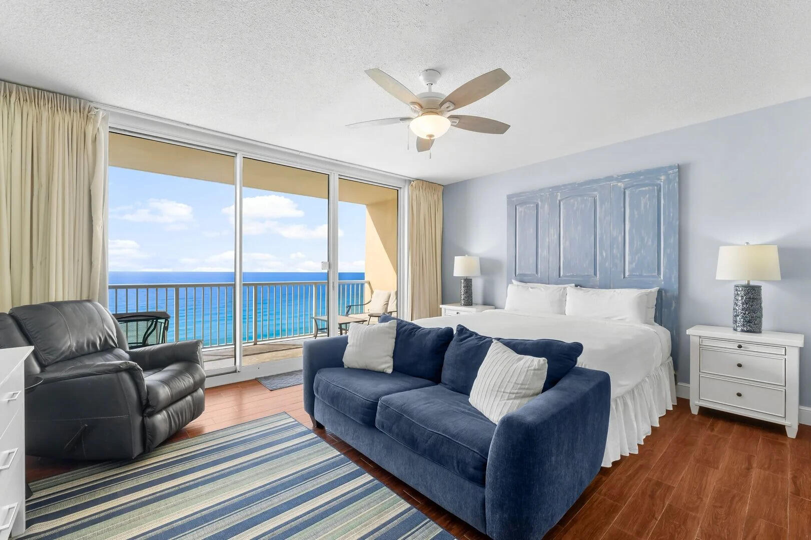 Wake up to sweeping Gulf views and end your day with stunning sunsets from this beautifully updated beachfront studio at Majestic Beach Resort. From your private balcony, enjoy al fresco dining while watching dolphins play in the waves—this is true coastal living at its best.

This well-designed studio comfortably accommodates up to four guests, featuring a plush king bed and built-in twin bunks. The kitchen is fully equipped with stainless steel appliances, a dishwasher, and all the essentials for effortless meal prep. A large smart TV, high-speed Wi-Fi, and plenty of storage make this condo as functional as it is inviting.

Majestic Beach Resort is one of Panama City Beach's premier destinations, offering resort-style amenities including five pools (indoor & outdoor), a fitness center (extra fee), movie theater, tennis courts, and on-site dining. Direct beach access, lightning-fast elevators, covered parking, and 24/7 security complete the package.

Perfectly located in the heart of PCB, you'll be minutes from Pier Park, Aaron Bessant Park, shopping, dining, and entertainment. Whether you're seeking a relaxing beach retreat or a property with fantastic rental potential, Majestic 1208 delivers.
