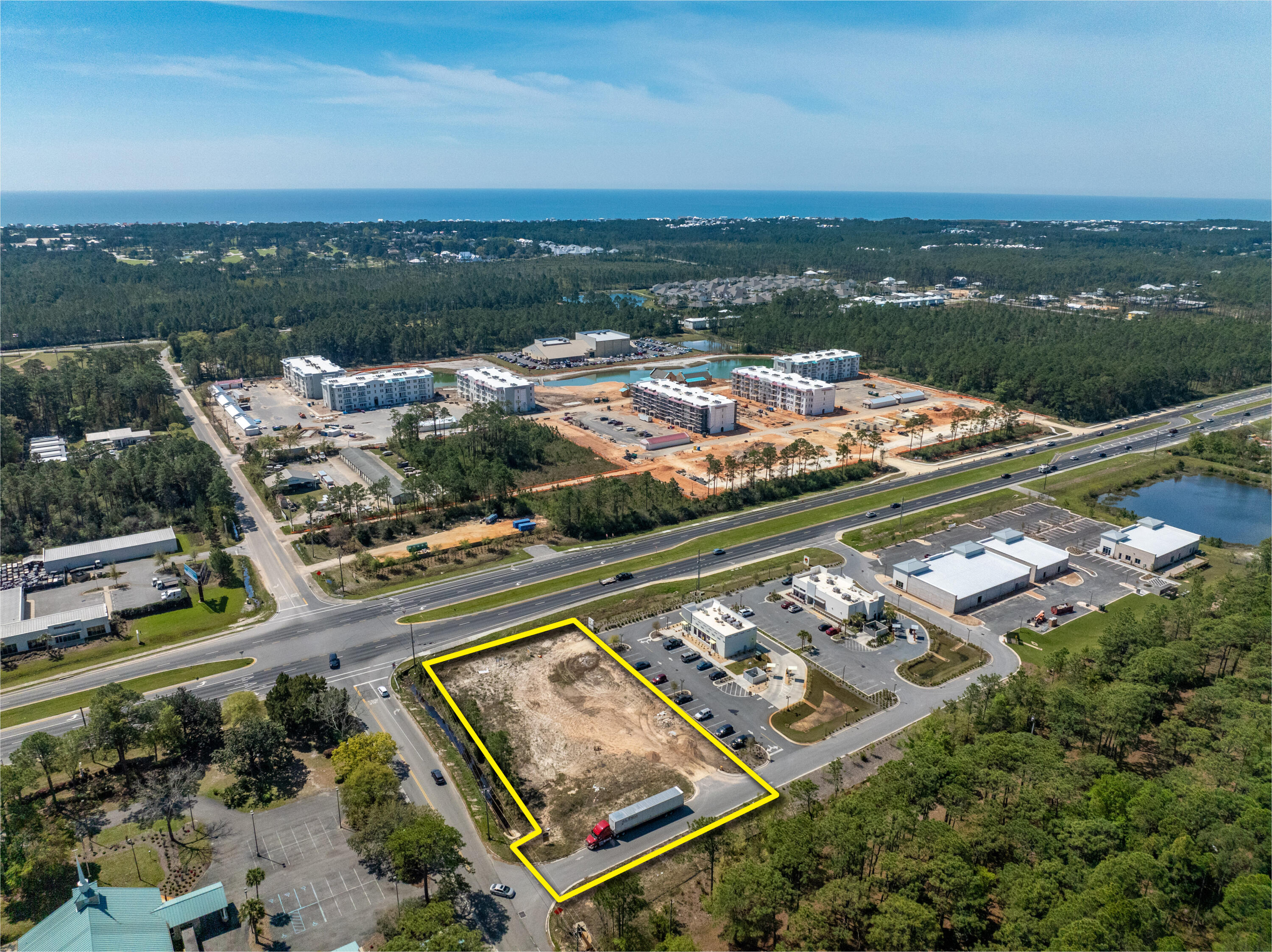 ACTIVE DEVELOPMENT ORDER that approves a 5,770 square foot Dental Office at a highly visible intersection involving an imminent traffic light!   Approximately 1.04 prime acres fronting Highway 98 in Santa Rosa Beach, Florida; an exceptional corner parcel, adjacent to a median curb cut.  Convenient ingress and egress from Highway 98 at Church Street offer exceptional flow around the newly subdivided, nearly 'pad site ready' parcel. The strategic location will benefit not only from high visibility captured by the approximate 40,000 vehicles passing the site daily along Highway 98, but also the synergy with the mixed-uses surrounding the rare parcel, all economically fueled by the phenomenal growth that is occurring in Santa Rosa Beach and Scenic 30A, Florida. The superb quality of this... offering is an extremely rare opportunity in South Walton County, Florida!  Please inquire for further details.