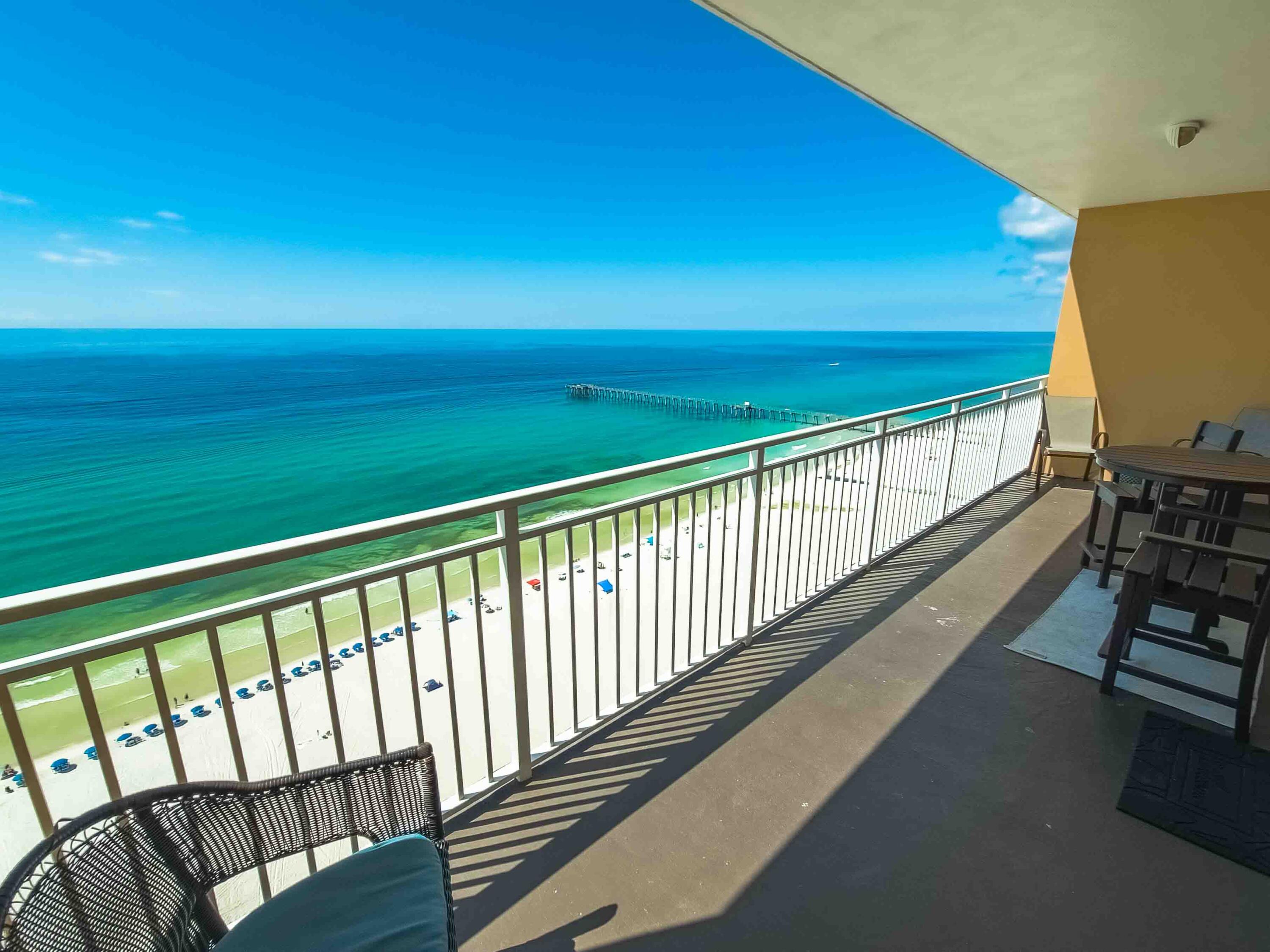 Welcome to Sunny Shore Oasis at Sterling Reef 1802B—an 18th-floor Gulf-front condo with sweeping views of turquoise waters and sugar-white sand. Enjoy brand-new luxury vinyl plank flooring (installed Sept 2025), a bright coastal design, and an open layout with balcony access from both the living room and Gulf-front primary suite. This fully furnished 2BR/2BA sleeps up to seven and is turnkey with excellent Airbnb reviews and 2025 bookings that convey. Sterling Reef offers resort-style pools, fitness center, grilling areas, and direct beach access near the County Pier and Pier Park.