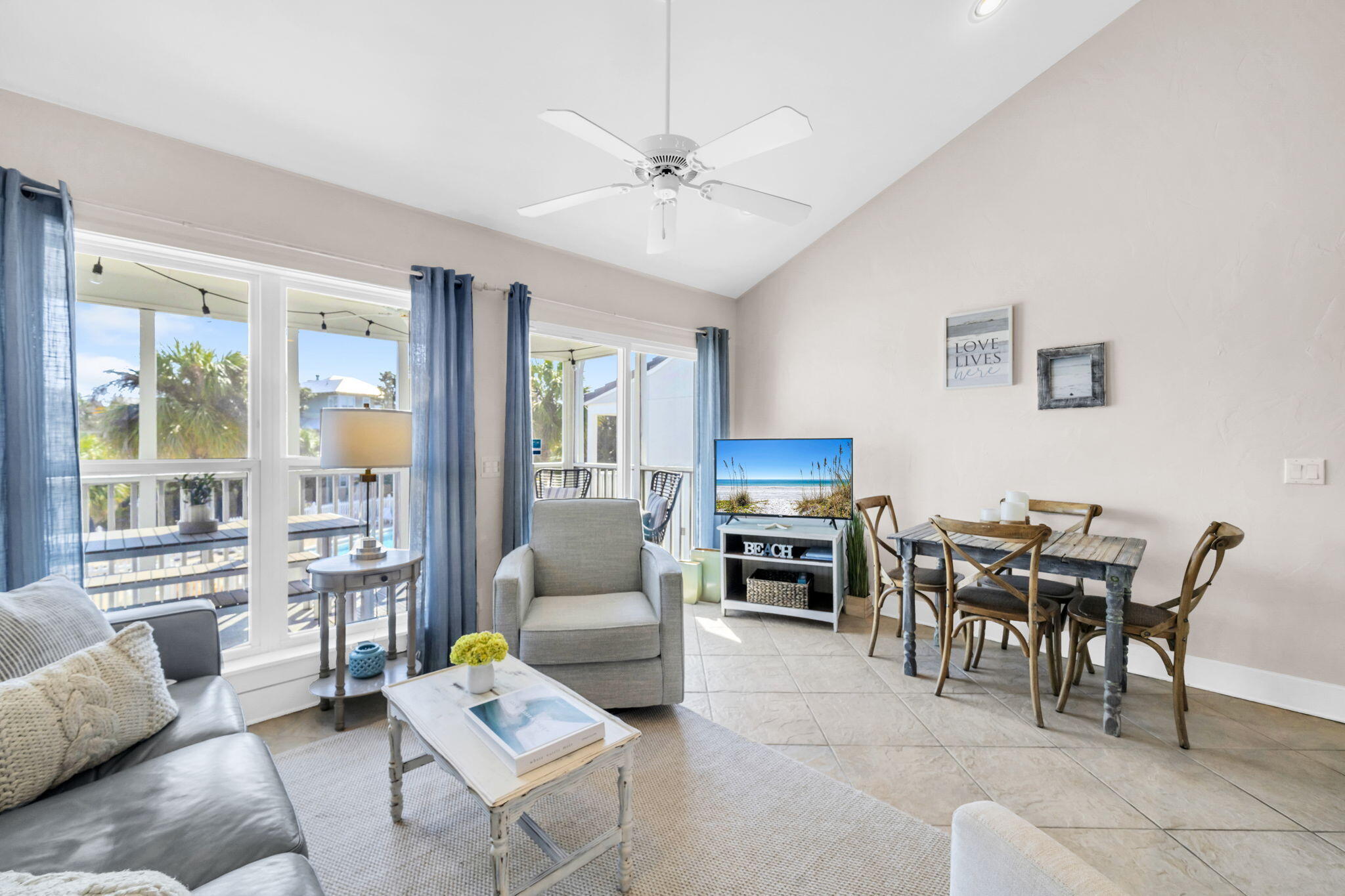Nestled in a private, gated, low-density coastal community with 350 feet of deeded private beach, this beautifully furnished residence offers the perfect blend of comfort, convenience, and relaxed 30A lifestyle living. An optional private beach chair service is available exclusively for owners and their guests, adding an extra layer of convenience and exclusivity to your time on the sand. The thoughtfully designed floor plan features a main-level bedroom plus a spacious loft bedroom, effectively providing two sleeping areas and comfortably accommodating guests. Two bathrooms—including a main-level full bath and a loft half bath—add functionality for owners and visitors alike. Enjoy outdoor living on the generous balcony with comfortable seating, outdoor mood lighting, and tranquil views overlooking the community pool, ideal for morning coffee, evening cocktails, or simply unwinding after a day at the beach. Offered fully furnished and sleeping up to seven, the home includes a queen bed, full bed, twin bed, and a full-size sleeper sofa. Modern under-cabinet lighting adds a warm, updated feel throughout, and smart home featuresincluding keyless entry, a smart thermostat, and home automation that adjusts climate settings when patio doors are left openprovide both convenience and peace of mind.

Storage is a rare commodity along 30A, and this property delivers. A private outdoor storage closet handles beach chairs, umbrellas, paddleboards, golf clubs, and coolers. A dedicated owner's closet provides additional secure storage. And a community storage shed offers space for bikes and larger gearan advantage you won't easily find elsewhere along this corridor.

Recent upgrades include a tankless water heater replaced in 2025 and an HVAC system installed in 2019. The property features dedicated parkingrare and highly desirable along 30Aplus ample additional parking directly behind the unit for guests. The community also offers a shared pool, grill area, and green space, enhancing the coastal lifestyle experience. Owners' pets are permitted, and the property is equipped with newly installed security cameras for added peace of mind.

As an added bonus, two YOLO bikes are included with the sale, making it easy to explore Scenic Highway 30A and nearby coastal amenities. Whether as a personal coastal retreat, second home, or investment property with strong rental income potential in one of Florida's most desirable vacation markets, this is a compelling opportunity to own along one of 30A's most sought-after stretches of coastline.