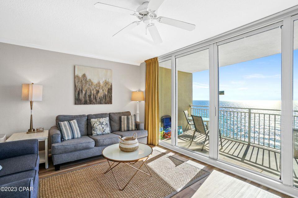 Welcome to Paradise! Direct Gulf Living at its finest! Exceptional opportunity to own a premier, luxury condo at Emerald Beach Resort. This beautifully furnished 792sq.ft, 1-bedroom/1-bath and extra hallway bunk area packs a lot into an ultra-efficient floorplan. Sweeping Gulf views from the Living Room, Kitchen, and generous Balcony. The mid-stack location is the perfect elevation â€“ not too high and not too low! Enjoy Premium interior finishes including a completely remodeled bathroom, brand new LVP flooring throughout (inc bedroom), crown molding, granite counter tops and stainless appliances!