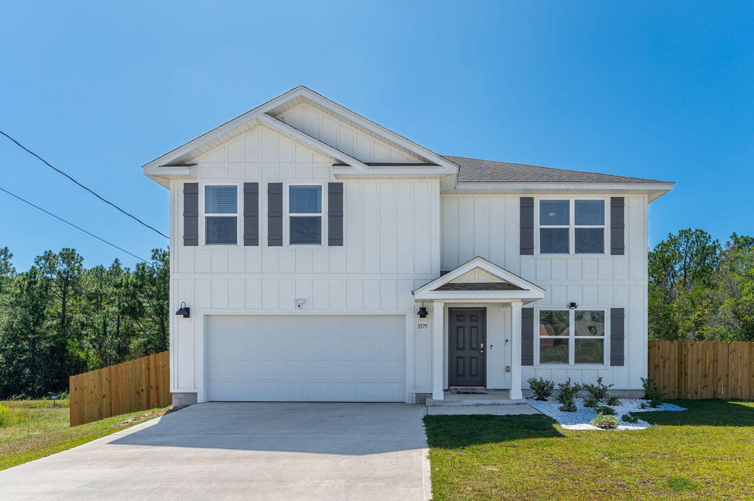 Built in 2021, this 5 bedroom home offers 3 full bathrooms and is situated on a double lot in fast-growing North Crestview. Downstairs features a formal dining room or flex space, and a spacious open kitchen floor plan with eat-in dining area. Also located downstairs is a guest bedroom and full bathroom with under-stair storage. Spacious primary suite is located upstairs with the additional 3 bedrooms. Large loft area upstairs can function as playroom, office space, media area, etc.