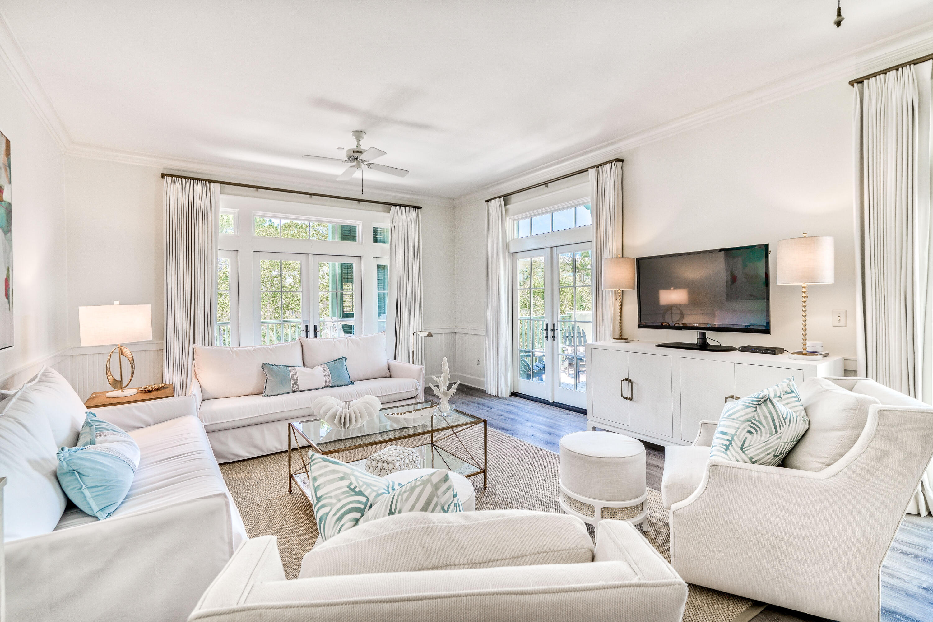 **Under Contract with a 72 hour kickout clause. 
Nestled in the heart of WaterColor's Town Center, this condo offers the incredible opportunity to own just one block from the beach. Upon entering this spacious corner unit, you are greeted by an open living and dining area surrounded by two spacious balconies with French doors on the western and southern sides offering an abundance of natural light. Off the dining area, you'll find a newly updated kitchen stocked with stainless steel appliances, quartz counter tops, a stainless steel farm house sink and tall white cabinetry for a light and airy feel. This home is adorned with warm toned hardwood floors and large windows throughout. The master suite provides a peaceful retreat with French doors leading to the southern covered balcony and a private bathroom with double sinks and a new double walk in shower. All new furniture was purchased in 2021 which is included in the sale.  This unit is located in Watercolor's prime location directly over the Wine Bar and across the street from the Watercolor Beach Club. Easy access to restaurants, shopping and the beach. Elevator is located next to front door for easy loading and unloading. 

 .5% of purchase price paid at time of sale to the St. Joe Community Fund. Master Association $1,633/qtr. Condo Association $2278.25/qtr. Buyer to verify all dimensions. For additional information or to schedule a showing please contact Shawn Dunne, Berkshire Hathaway HomeServices PenFed Realty 30A @ (850)525-5875