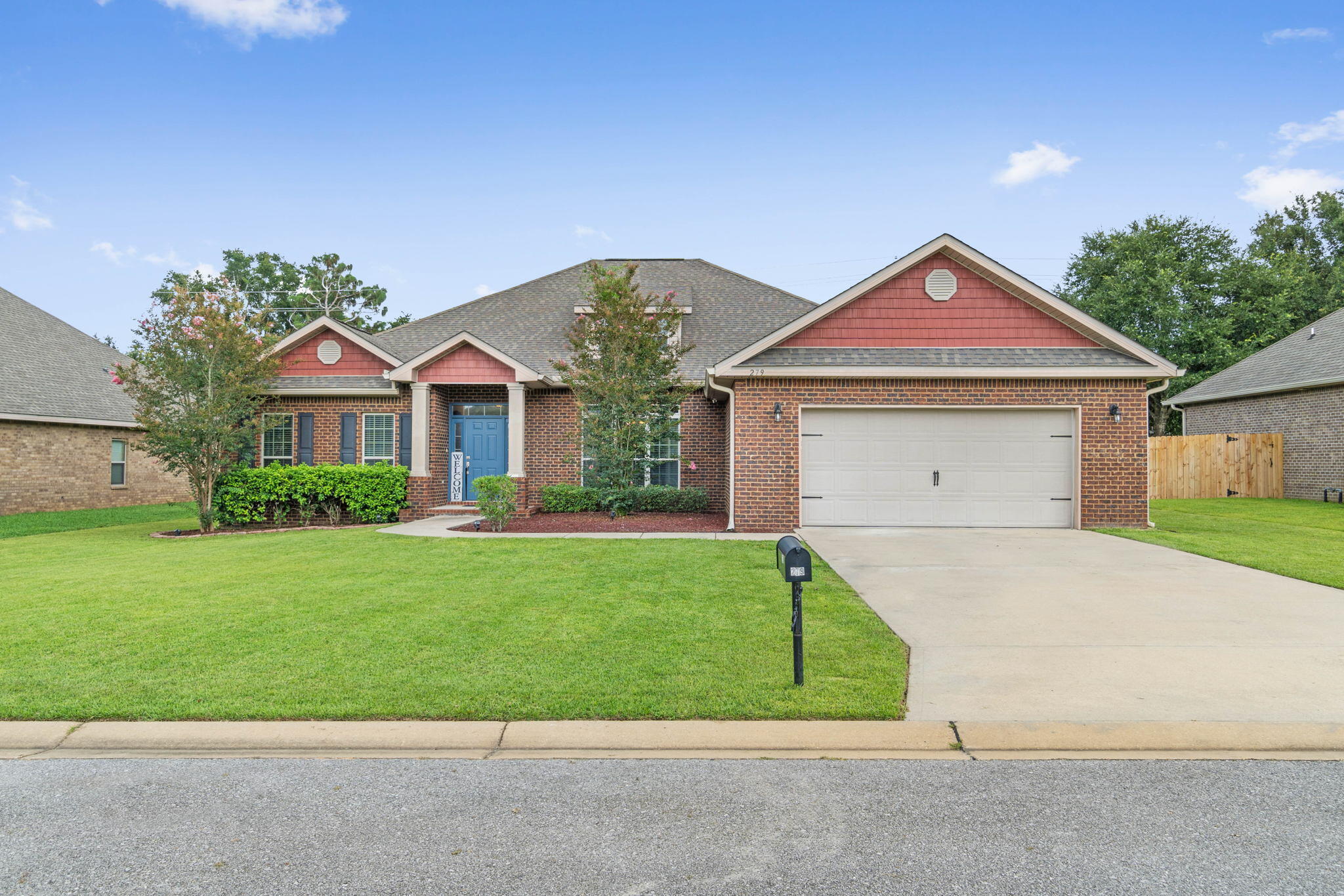Welcome home to this stunning and spacious 4 bedroom, 3 bath home (plus a formal dining room AND office/man cave) in the neighborhood of Liberty Oaks where you'll enjoy over 2800sqft! Pull up to the driveway and you'll love the fantastic curb appeal and gorgeous brick exterior. Walk inside and you'll immediately fall in love with the open floor plan and custom features like, archways, crown molding, and a double trey ceiling in the living room. The large formal dining room (currently a playroom) is to your right and to your left through a custom double barn wood door is a den/office perfect for a bonus room. The living room focus piece is a fantastic stone fireplace with a wooden mantle and electric fireplace. Luxury vinyl plank and tile extend throughout all the common areas and the master bedroom with carpet only in the additional bedrooms and office. The lovely kitchen is well appointed with granite countertops, stainless steel appliances, recessed lighting, updated hardware, a pantry and a great eat in kitchen space. The oversized and giant owner's bedroom is a sophisticated oasis where you'll love relaxing. The en suite bathroom showcases a tiled shower, double vanities with granite counters, a separate soaking tub, private water closet, linen closet, and large walk in closet! The other three bedrooms and 2 bathrooms are great sized (one of which has a jack and jill bathroom between them!) with ample closet space along with an interior laundry room. Walk out the back door and you'll enjoy relaxing on the screened in patio which leads to the fully fenced in and irrigated back yard. Interior and exterior cameras and window sensors all convey. Welcome home!