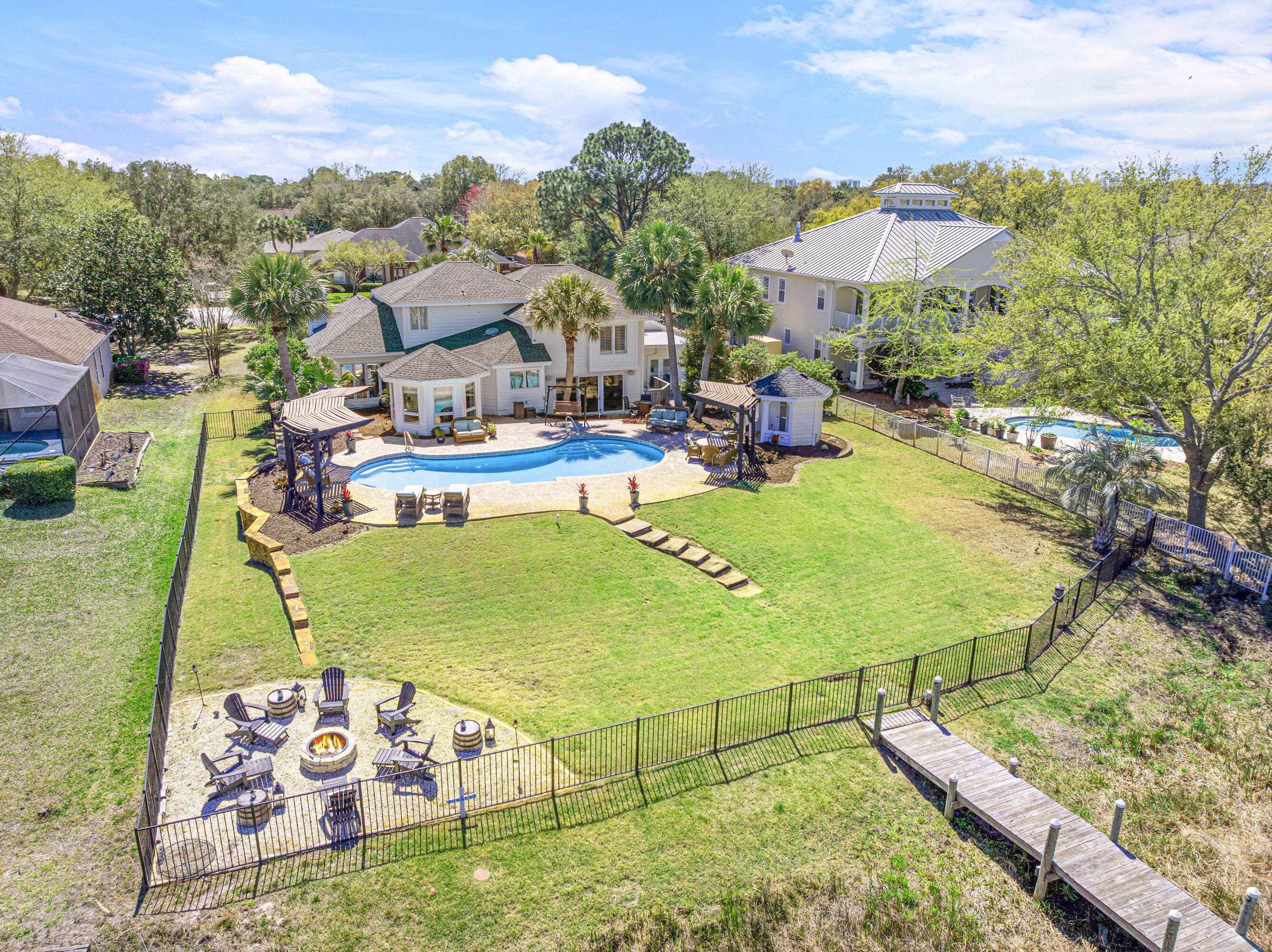 Don't miss out on the Destin Waterfront lifestyle and pictures don't do this home justice! This fully remodeled 3,800 sq. ft. home offers a deep-water dock for up to 60ft boat, lift, large pool, and expansive patio with a fire pit—perfect for outdoor entertaining. With quick access to Choctawhatchee Bay, it's ideal for boating and fishing enthusiasts. Inside, enjoy an open and bright floor plan including a chefs kitchen with walk-in pantry, 4 bedrooms, 3 full baths, 2 half baths (including a pool bath), 3 separate living areas, and an office. The spacious 3-car garage provides ample storage, while modern updates make it move-in ready. Open-concept design maximizes natural light and stunning bayou and Bay views. Experience luxury, comfort, and the best of Destin waterfront living!
