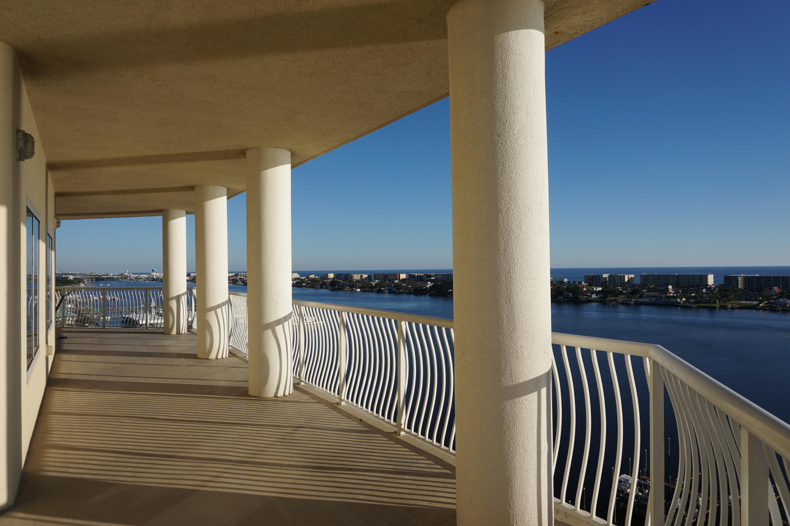 UNMATCHED SOUND, GULF, AND INTERCOASTAL WATERWAY VIEWS from this 12th floor waterfront condo in the heart of Fort Walton Beach! Close to downtown shopping/entertainment and a short commute to Eglin and Hurlburt military bases and the beautiful Gulf of Mexico beaches. Unit comes with covered parking space and storage unit on the 12th floor, and two storage units outside on the balcony.
This luxurious complex features covered and uncovered parking, marina and dock, grand entry, fitness center with water views, waterfront pool and whirlpool, community theatre room, and more!
 
Square footage given by property manager, buyer to verify square footage.