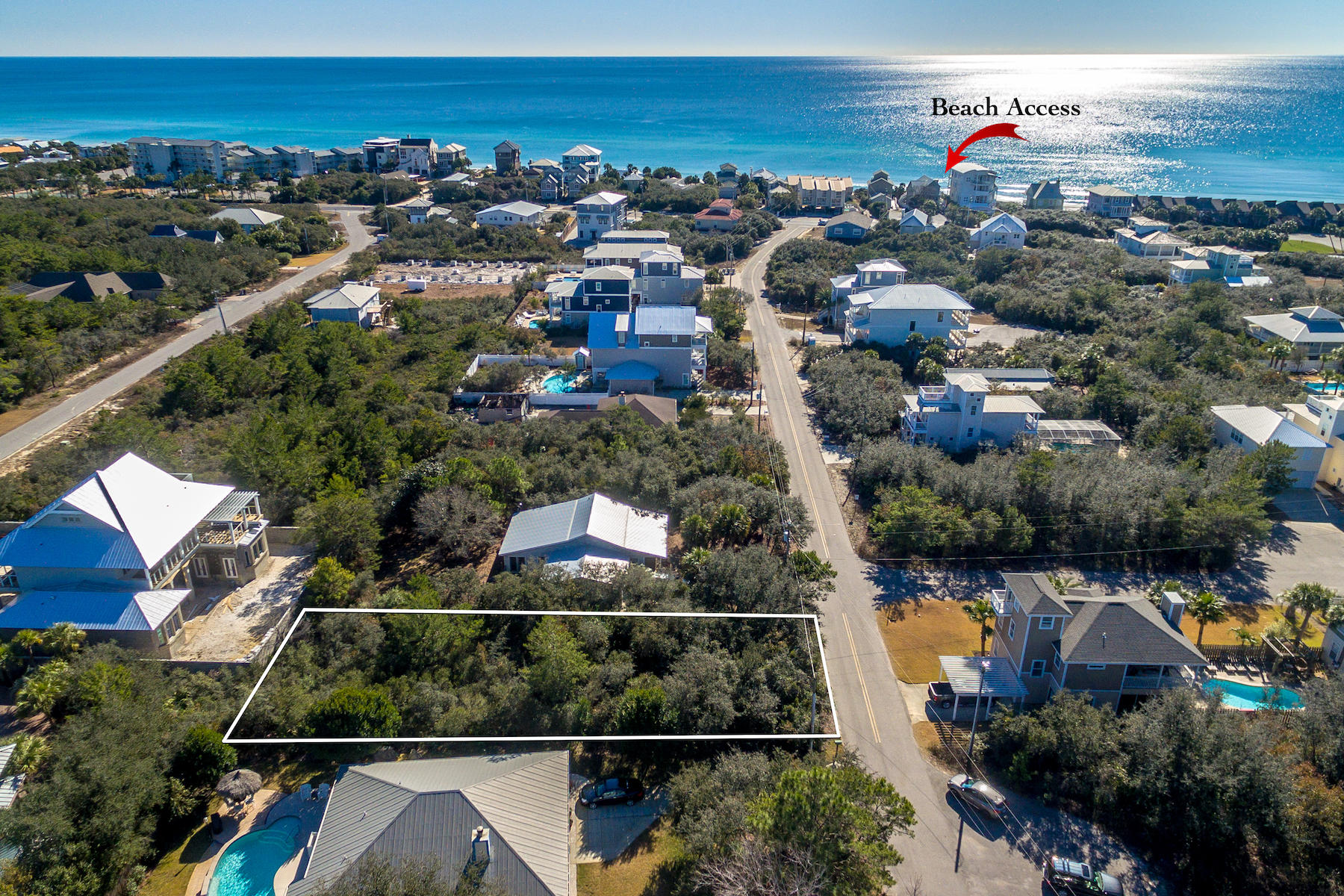 This homesite is perfect if you are seeking a great location on which to build your Florida dream vacation home, second home or revenue-producing beach house. Tucked between Camp Creek Lake, Alys Beach and Rosemary Beach is a colorful and thriving beach community called Seacrest. Seacrest Beach is home to some of the highest sand dunes and is one of the quietest beach communities along Scenic-30-A, most due to the fact that there is virtually no commercial development here. This lot is located close to the town centers of Alys Beach, Rosemary Beach and Kaiya (under construction) which features several local boutiques, shops and restaurants, The deeded beach access is just a short walk away revealing the pearl white sands and emerald waters of the Gulf of Mexico. Resting near the end of a cul-de-sac street, this .231-acre lot has abundant trees, easy access and flat geography for the home that reflects your personality and lifestyle. Seacrest Beach, is a casual, carefree kind of place where your Florida lifestyle dream can become reality.