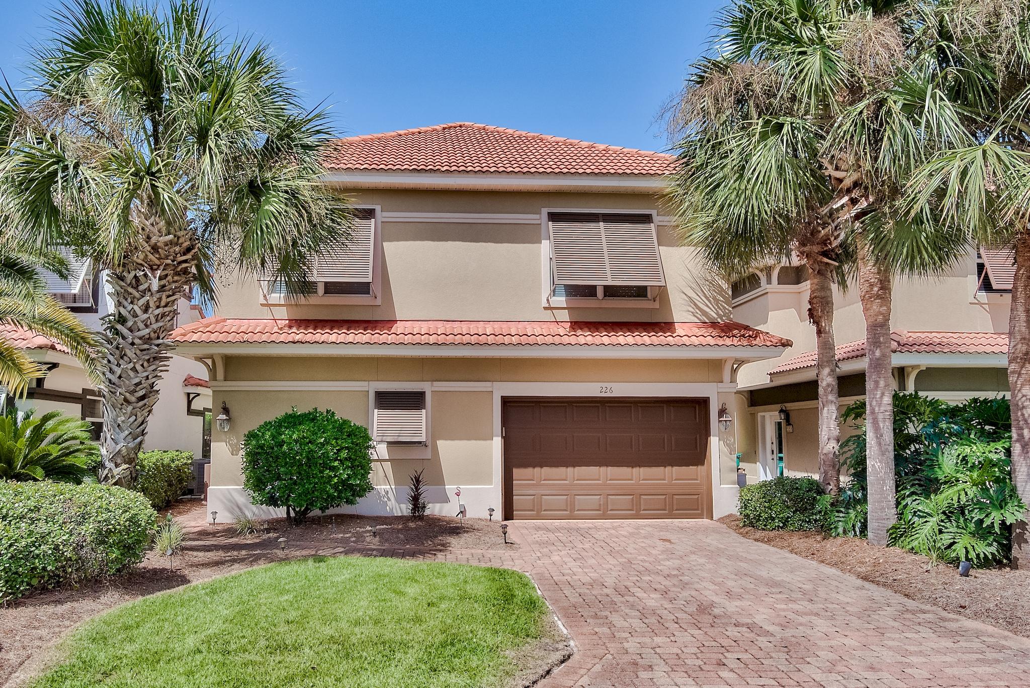 This property is located in the gated community of Calusa Bay and is close to the sugar white sands & crystalline green waters of the Emerald Coast. The home features beautiful views of the Regatta Bay Golf Course. Tile floors are in the kitchen, baths, and laundry room. Wood adorns the stairs, bedrooms, and Bonus room.  The kitchen has stainless steel appliances and solid counter tops. The Master Bedroom is on the 1st floor.  Pride of ownership is evident in this well maintained home and yard. The oversized garage is great. The community pool is close to the home as well as great shopping, dining & other amenities that the area has to offer.  For the golfing enthusiast, there are many public courses in the area.  Buyer to verify all lot & home dimensions. A 1yr home Warranty is provided.