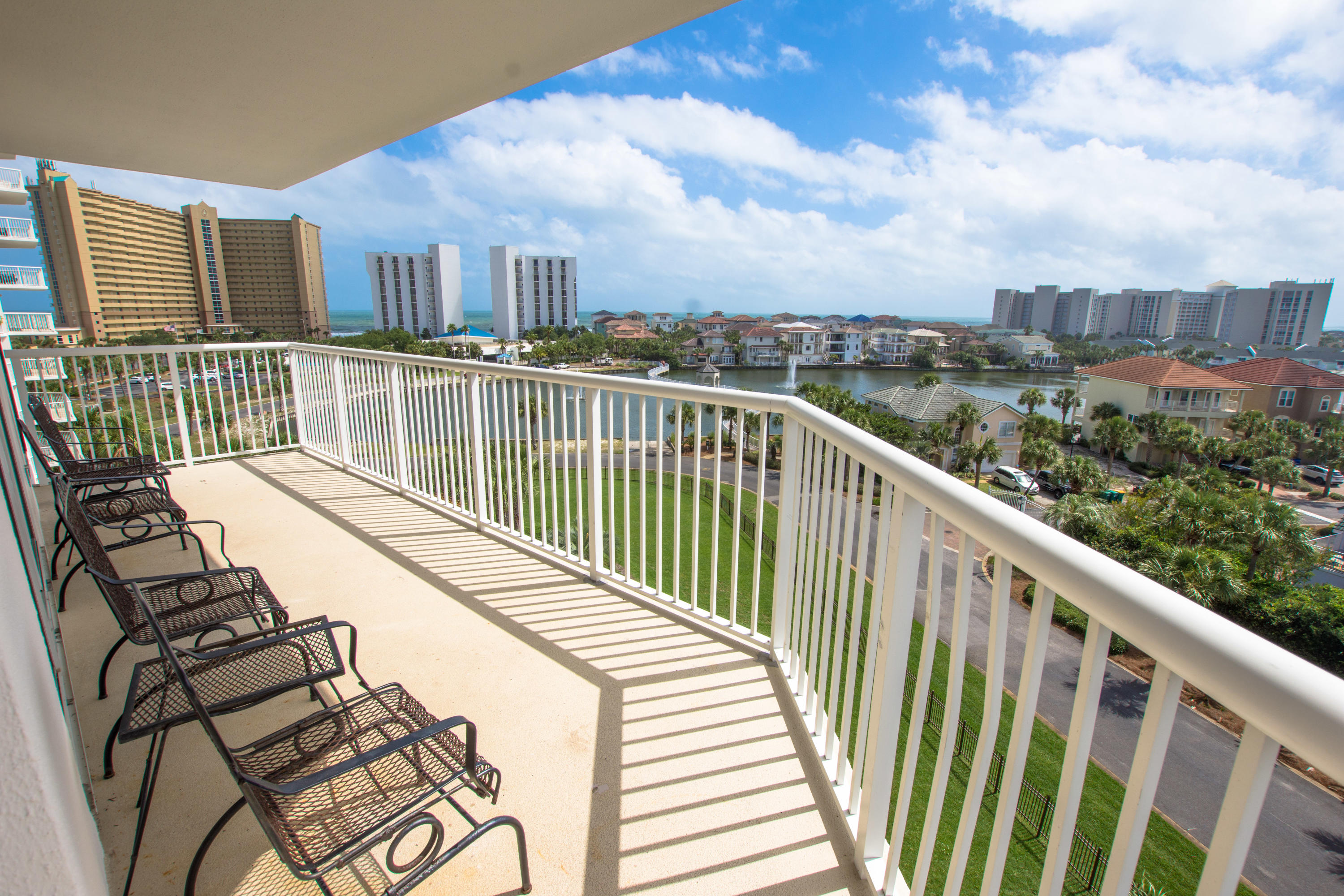 With incredible sweeping views of the Gulf, Harbor and Lake and situated in the heart of dynamic Destin with its acclaimed restaurants, spas and shopping, and a stone's throw from the beach, thisTerrace at Pelican Beach END LOCATION condo offers turnkey resort living and the ultimate in convenience and comfort. This beautifully decorated 3 bedroom, 3 bath condo conveys fully furnished and rental ready with remodeled kitchen and updated bathroom cabinetry. The large balcony can be accessed from the living area and the master suite  just open the doors and feel the warm gulf breezes and hear the sounds of the surf! In addition to the Gulf front master suite, there is a second master suite with a kitchenette, full bathroom and private balcony and a guest bedroom with adjoining bathroom. #501 can be a lock-out unit if you add a door to the main condo and a new lock to the lock out master suite!

Seasonal tram service right to the beach!  Owners and guests can use the building amenities AND the Pelican Beach resort amenities including pool, hot tub, fitness center, tennis and conference facilities plus you can also use all of the facilities at the sister property, Pelican Beach, including the café and shop, beach service/rentals, tiki bar, gulf front pools, fitness center with saunas, indoor/outdoor swim-through pool and a brand new resort pool scheduled to open Summer 2020!