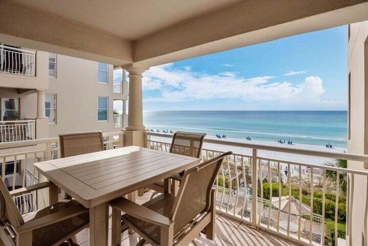 Come retreat in this exceptional three-bedroom, three-bathroom beachfront residence in the coveted Miramar Beach area. This condo welcomes you with a grand entryway that opens to a spacious living area, where panoramic Gulf views are complemented by gas fireplace, ideal for cozy autumn and winter evenings.
This stunning kitchen features granite countertops, high-quality cabinetry, and a generous center island alongside a breakfast bar that offers ample space for gatherings.
Retreat to the luxurious master suite, showcasing breathtaking Gulf views and a private balcony—perfect for savoring your morning coffee. The master bathroom includes a double vanity, a tiled shower, and a soothing jetted tub, creating a serene spa-like atmosphere.
As you reach the guest wing, you'll discover two additional bedrooms, each with private balcony access and stunning water views. The third bedroom offers unparalleled flexibility with lockout capabilities, featuring its own bathroom, private balcony, kitchenette, and separate exterior accessideal for rental opportunities or hosting guests.
This exclusive community of only 16 units strikes a perfect balance between privacy and the vibrant beachfront lifestyle. Complete with a community pool, beach chair service, and deeded beach access. 
Unparalleled location, located by Silver Sands Premium Outlets and just a short drive along Highway 98 to the upscale shops and dining options of Grand Boulevard. This residence is perfectly situated for those seeking both relaxation and adventure. To the west, you'll find Henderson Beach State Park and Destin's renowned seafood restaurants, alongside a water park and fishing charters, making this the ideal coastal retreat.
