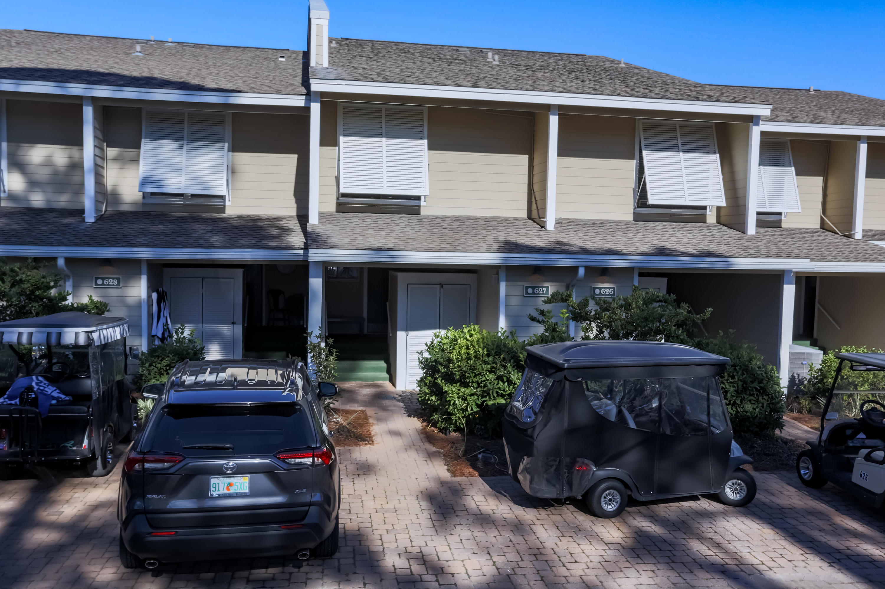 This is a must-see 'A' rated Bayou Village. You will love the open feel of this resort home, situated on a fully stocked lake and with views spanning across to the Choctawhatchee Bay. Beautifully remodeled, new furnishings, the first floor features tiled flooring throughout, new stainless steel appliances. 2nd floor has light colored LVP flooring and the master suite enjoys a balcony overlooking the lake. Throughout the home you'll find freshly painted neutral wall colors accented by coastal furnishings for a bright and airy feel. The screened outdoor patio off the living area is perfect for relaxing with tranquil lake and bay views.
There is plenty of storage throughout this spacious two-story condominium, including a large exterior storage area for bikes, beach toys and more. This community enjoys seasonal, vacationing and full-time residents.  Golf Cart does not convey with sale, but can be negotiated.  

As an introduction to the Sandestin lifestyle, we invite our new owners to explore amenities that make Sandestin special. The listing brokerage and seller(s) are presenting the buyer(s) of this property with (2) 90-minute rounds of Tennis court time, a golf foursome at one of our three championship courses, a round of golf for up to four (4) players and an invitation to "Club Night" at the unrivaled Burnt Pine Golf Club.

Sandestin Golf and Beach Resort is a major destination for all seasons and all ages, and has been named the #1 resort on Florida's Emerald Coast. This magical resort spanning over 2,000 acres is comprised of over 70 unique neighborhoods of condominiums, villas, town homes, and estates. The resort features miles of sandy white beaches and pristine bay front, four championship golf courses, a world-class tennis center with 15 courts, 4 resort swimming pools (and 15 private neighborhood pools), a 123-slip marina, a fully equipped and professionally staffed fitness center and spa, meeting spaces and The Village of Baytowne Wharf, a charming pedestrian village with events, shopping, dining, family entertainment and nightlife. For true golf cart community living, Grand Boulevard is just outside the resort gates and provides access to additional shopping, dining and entertainment  all without traveling on Hwy. 98. Come to Play, Stay for Life!