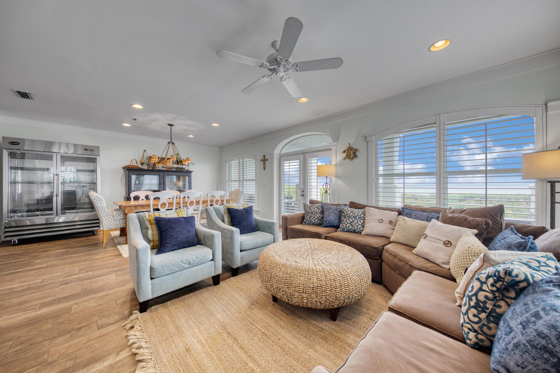 Deluxe first floor, 3 bedroom and 3 bathroom condo situated perfectly to walk right off of your patio to the beach or pool deck at the prestigious Villas at Sunset Beach! Greater than 1,700 square feet of seaside extravagance with a toes-in-the-sand locality on the renowned beaches of 30A. This beautifully laid out condo is one of a kind, which is optimum for a primary, second home or vacation rental. Main features include a full master suite, double vanity, full size laundry room, tile that replicates wood throughout, crown moulding accents, a gourmet kitchen that has gorgeous countertops, white tile backsplash, and all stainless steel appliances. The beautifully appointed living room features a gas fireplace, additional windows due to the corner unit location, and opens to the large cove red balcony overlooking the gorgeous grounds, gulf views, breezes, and sunsets from all angles. Come enjoy this gated gulf front community which features a gulf side pool for all to enjoy! $78K on the books/collected through August 14th!