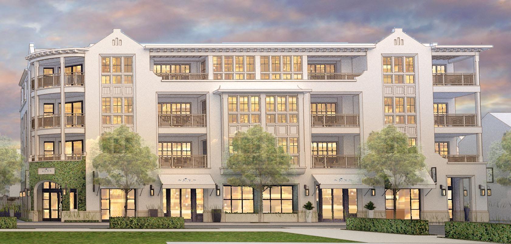 Both the Camden and Whitby hold a new and prominent luxury residential location in the Town Center of Alys Beach, as well as offering a unique retail experiences. Architectural cousins, related but unique, each building is expressive of its own distinct personality. The architecture of these new buildings borrow from the rich traditional vernacular of Bermuda and the sculptural plaster language evolving at Alys Beach and are seamlessly woven into the fabric of the Town Center. The architectural details comprised of retail steel windows, iron balconies, crafted tile and large openings add a touch of modernity to the traditional and familiar forms of the massing.
These residences were carefully crafted to take full advantage of their prominent location anchoring the Amphitheater. Each residence has a gracious outdoor terrace extending the main gathering spaces from the indoors to the outdoors, while the large open floor plans combined with the accompanying terraces are ideal for entertaining and family gatherings. Large, glazed window walls facilitate an outdoor lifestyle, with views to the heart of Alys Beach.

The Whitby, situated just to the north of The Camden, is an anchor in Alys Beach's evolving Town Center. The larger of the two buildings, The Whitby offers a total of 12 residences, consisting of six 3-bedroom, 3-bath residences and six 2-bedroom, 2-bath residences. The top three floors offering extensive views of the Amphitheatre and surrounding Town Center, and the first floor to be occupied by retail experiences. With large windows, expansive balconies and spacious floor plans, these residences take full advantage of their proximity to the heart of Alys Beach's Town Center.  Currently, there are currently four 3 bedroom residences available in The Whitby.