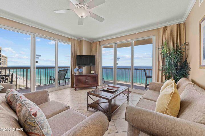 Absolutely fantastic, premier condo in the coveted Sunrise Beach development. Eastern facing corner unit! This exceptional, 1,577s.ft. condo lives like a house but comes with all the benefits of owning a condo. Conveys with luxurious beach inspired furnishings and artwork that welcome you to lie back and relax with views of the beach and ocean.