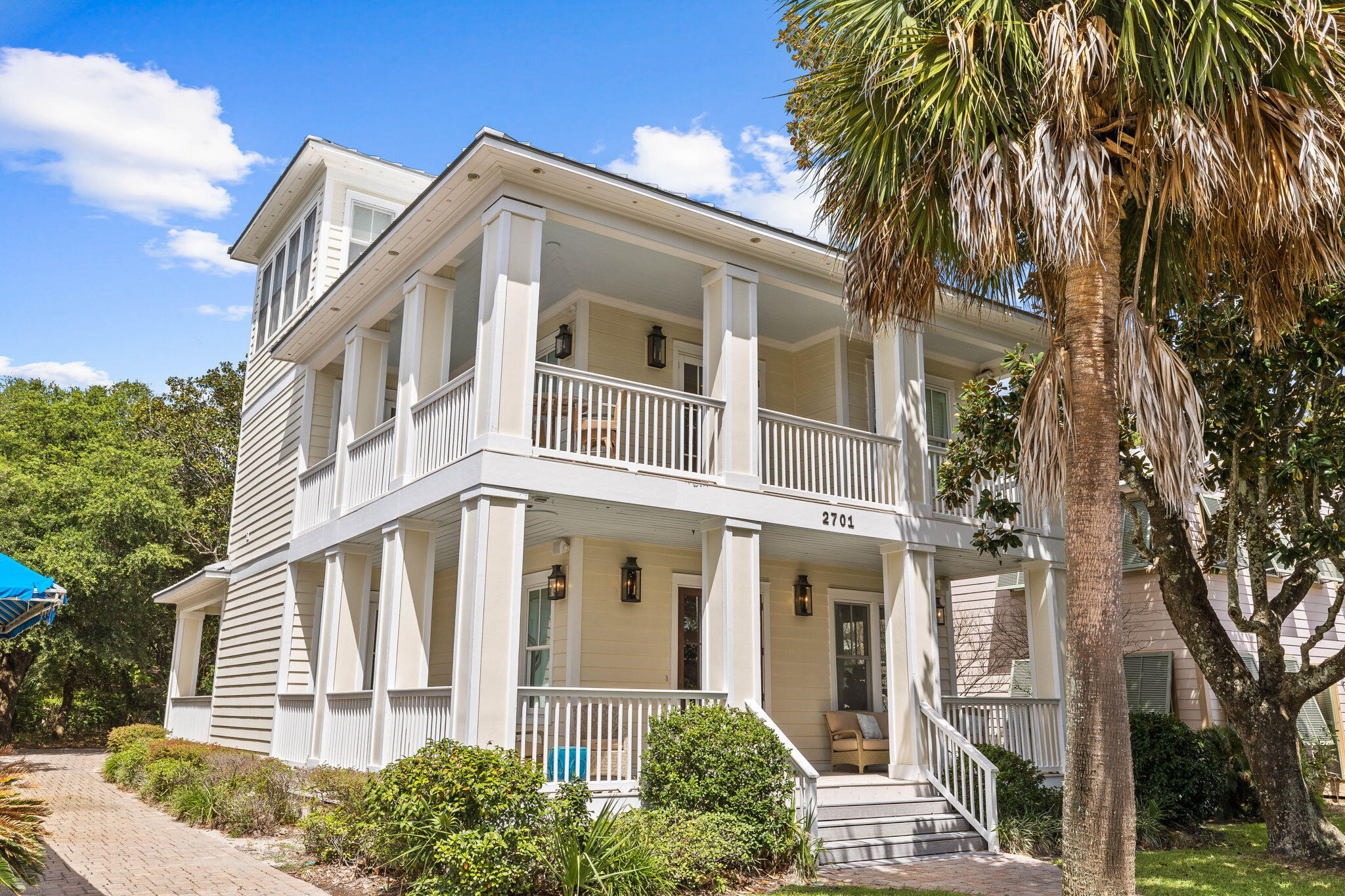 This home offers an exceptional location with stunning Gulf views and refreshing afternoon breezes. It's conveniently situated just steps away from two expansive beach accesses, and Seaside's restaurants and shops are within walking or biking distance.

The 2,807 sq ft residence features three bedrooms, three full baths, and one half bath. Designed for both full-time living or an exclusive beach rental, it boasts airy rooms, crown molding, and ample built-in storage. Cherry floors flow throughout the home, complemented by travertine in the upstairs bathrooms.

While the current configuration suits most families, there's potential for expansion or updates to accommodate additional bedrooms, as the property was once part of a family compound.