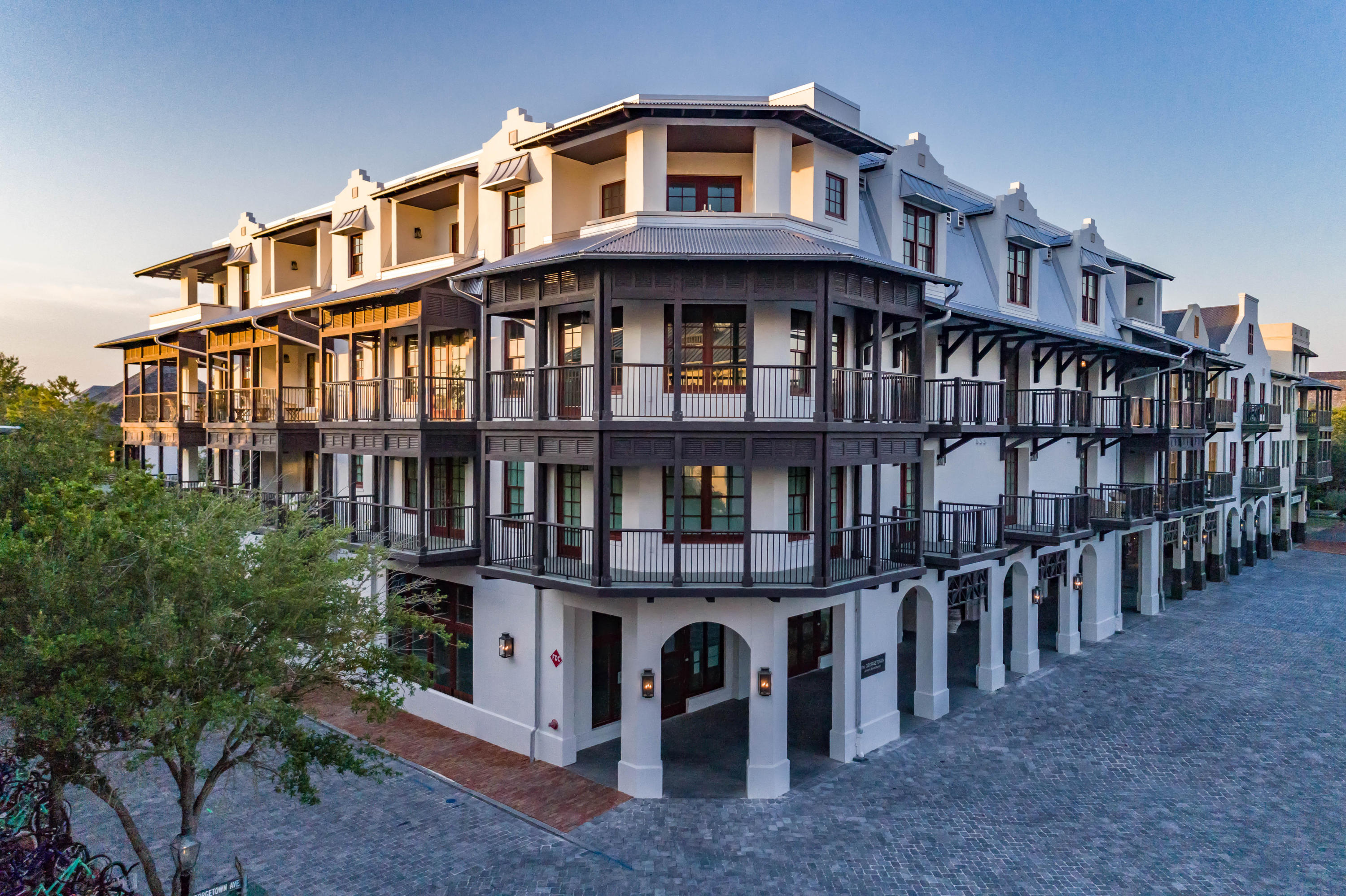 Located on the Town Square in Rosemary Beach. Saving the Best for Last! The Georgetown was the last building constructed on N. Barrett Square in Rosemary Beach. This condo features 3 bedrooms, 3 bathrooms, a large bunk-room, and lots of balconies. Unique to residential condominiums, unit has a large laundry room with utility sink, deeded conditioned storage room and deeded covered parking space. Several of the interior appointments include Wolf 36'' dual fuel range with griddle, Sub-Zero 36''French door refrigerator and wine cooler, wire brushed oak hardwood floors, frame-less glass showers and Calcutta Gold marble counters. Offered beautifully furnished. As an owner you will have exclusive privileges to the Rosemary Beach Owners Pool & Pavilion along with 4 other pools, fitness & tennis center, 8 private beach accesses. All the unique shops, restaurants and parks are just out your door waiting for you to explore and enjoy.