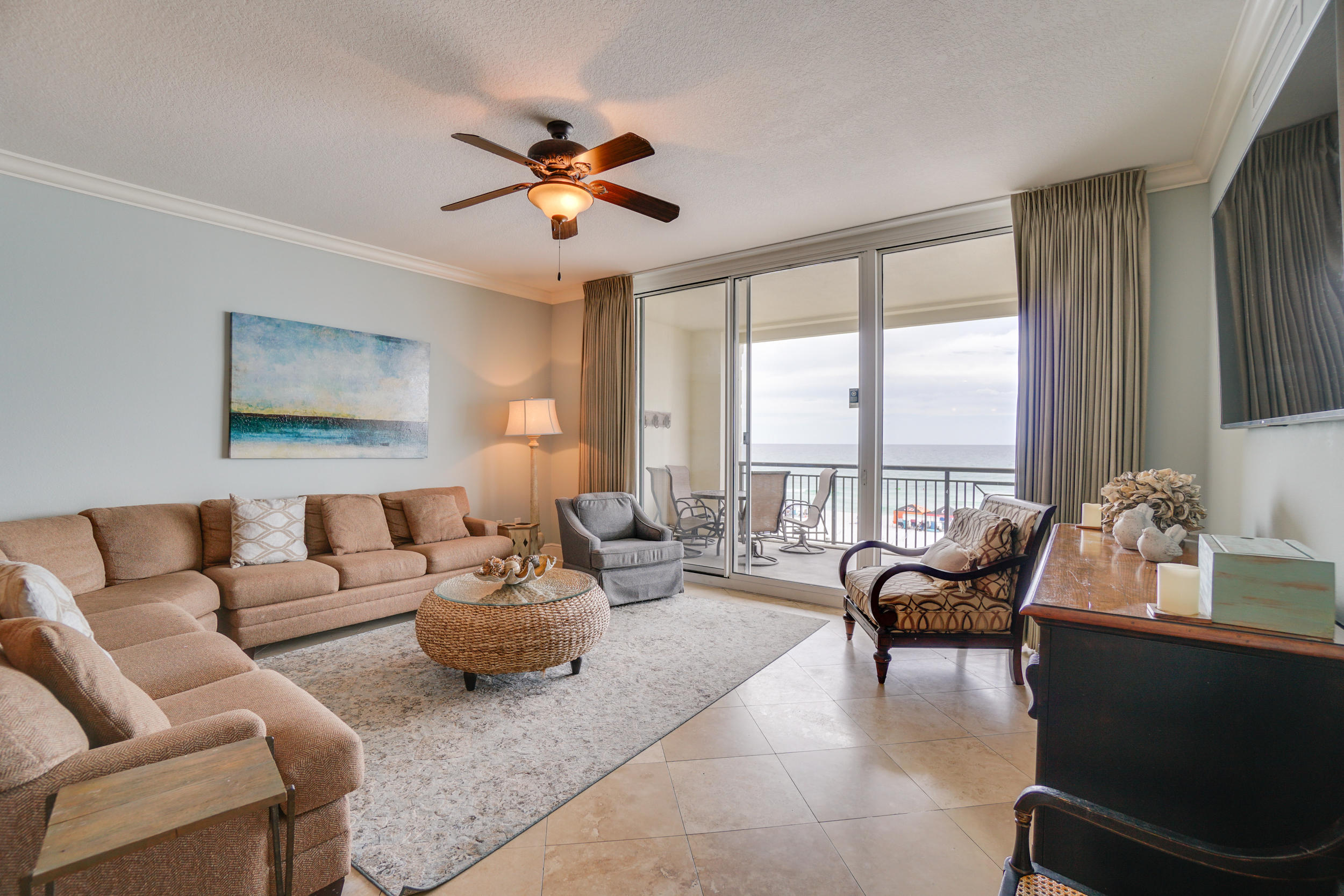 Luxe beach living in this impressive condominium at Bella Riva. This 4 bedroom, 3 bath condo is incomparably luxurious and timeless in its elegance. Enjoy one deeded covered parking space, a private balcony, a Gulf view/front master suite, and a beautiful gourmet kitchen featuring granite counters and Viking stainless steel appliances. This condo is being offered fully furnished with beautiful beachy chic furniture and a media room converted into a fourth bunk room making room for at least 10 people to sleep comfortably. Currently a vacation rental with excellent rental history! Partake in all the amenities Bella Riva has to offer you and your guests, including private beachfront entrance, gated entry to condominium, exercise room, beach side pool and spa, and lush landscaping.