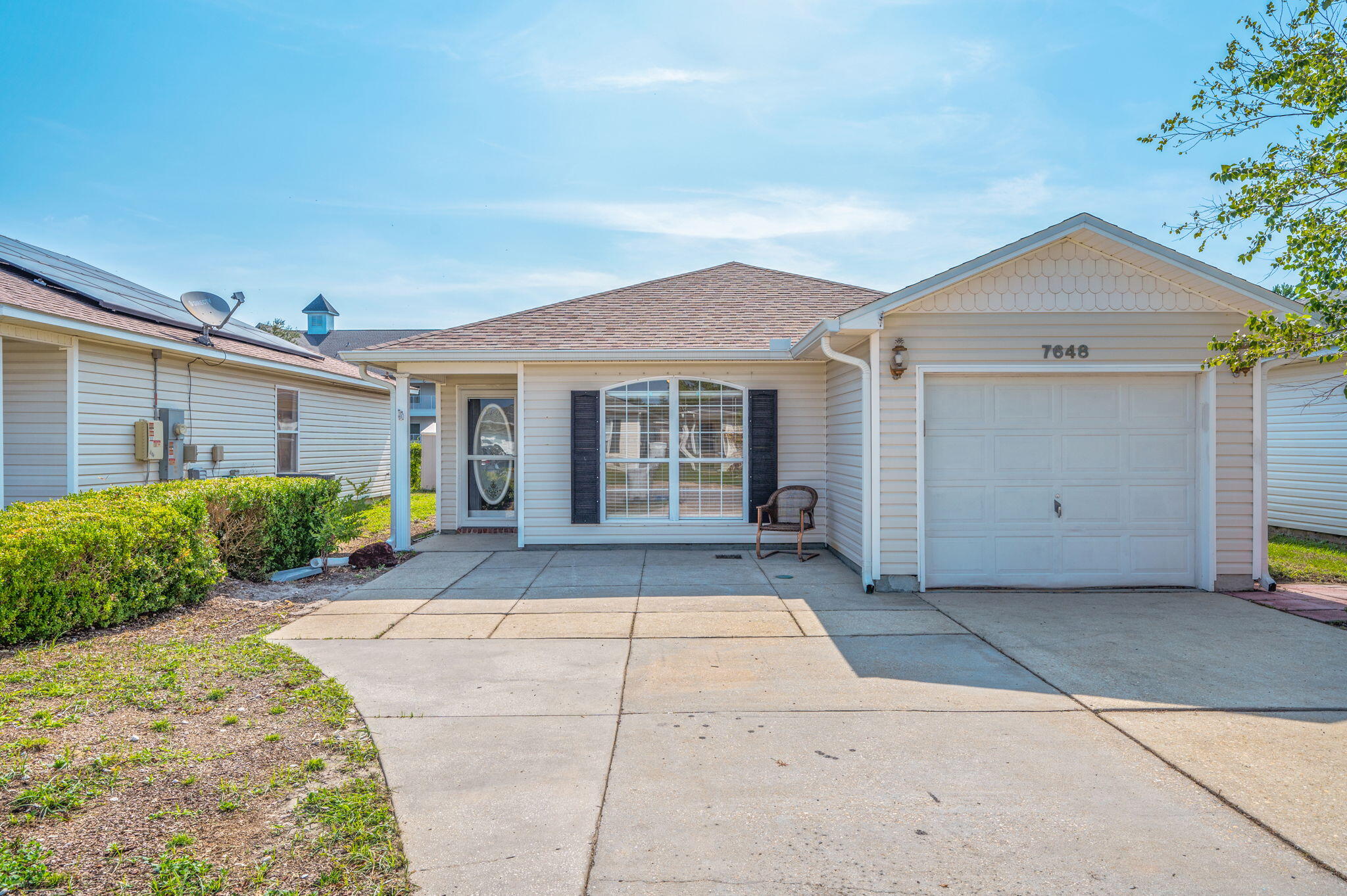 This beautifully maintained single-story home features 3 spacious bedrooms, 2 full baths, and a 1-car garage, perfectly combining comfort and style. Step inside to an inviting open floor plan filled with natural light, luxury vinyl plank flooring, and thoughtful upgrades throughout.

The renovated kitchen is a showstopper, offering a large island with bar seating, wood-look tile, stainless steel appliances, and ample space for cooking and entertaining. Enjoy the built-in surround sound speakers, TV wall mount, and seamless flow to the backyard through a sliding glass door.

The primary suite is generously sized, complete with a walk-in closet, double vanity, and a soaking tub with shower. Guest bedrooms are bright and comfortable, and the laundry room adds everyday convenience. Out front, a cozy patio welcomes you home, while the fully fenced backyard features a second patio perfect for entertaining, plus a small shed for extra storage. With modern updates, fresh white tones, and thoughtful design throughout, this home is move-in ready and full of charm. Contact us for your showing!