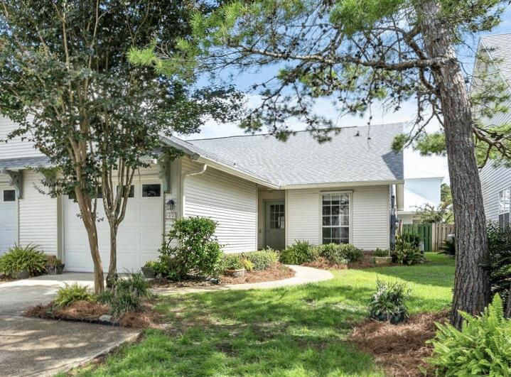 Completey renovated! This 3br/2ba townhome is just a short bike to the Beaches of 30A.   Move in and relax - No detail was overlooked in this single level home complete with vaulted ceilings, fenced in backyard, and single car garage.  Renovations include a NEW ROOF, smooth ceilings, LVP flooring, new paint throughout and custom closets. New soft close cabinets in the kitchen, bath, and laundry provide great storage and are topped with Fantasy White granite countertops. The screened back patio provides a comfortable spot to relax outside. Lawn service is included in the HOA. Home is equipped with Hurricane Shutters.  The Greenway Trail provides a short walk to Van R Butler Elementary School and 30A. Neighborhood pool is located steps away at the end of the cul de sac. Perfect home for a full time resident or second home.