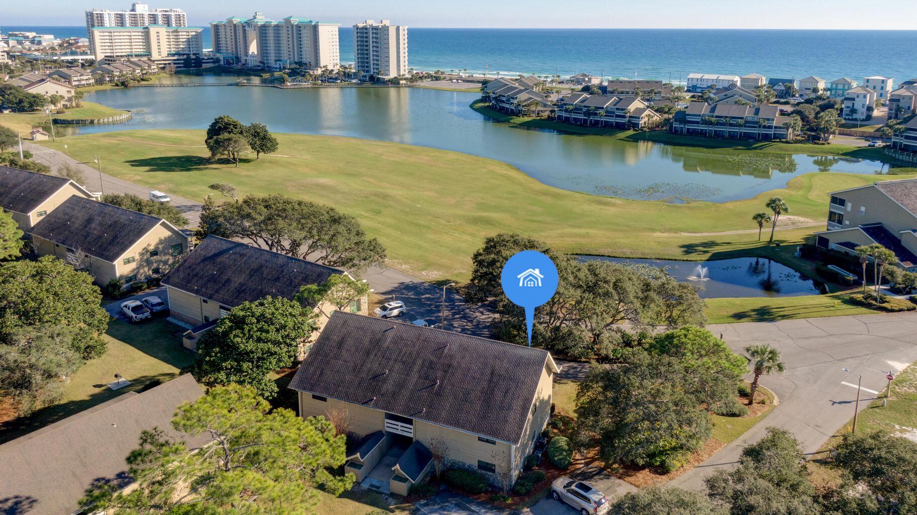 Beautiful ground floor unit with relaxing patio views.   This 2 bedroom 2 bath has new furniture, new appliances, LVP flooring, new heating and air.  This unit is right near one of the 5 swimming pools, pickleball courts and outside grill.   The community has 5 swimming pools, pickleball and tennis courts, basketball court, playground and golf course.   This unit comes completely furniture minus a couple personal pieces.   Owner does not rent this unit, but when they did it was a great investment property.