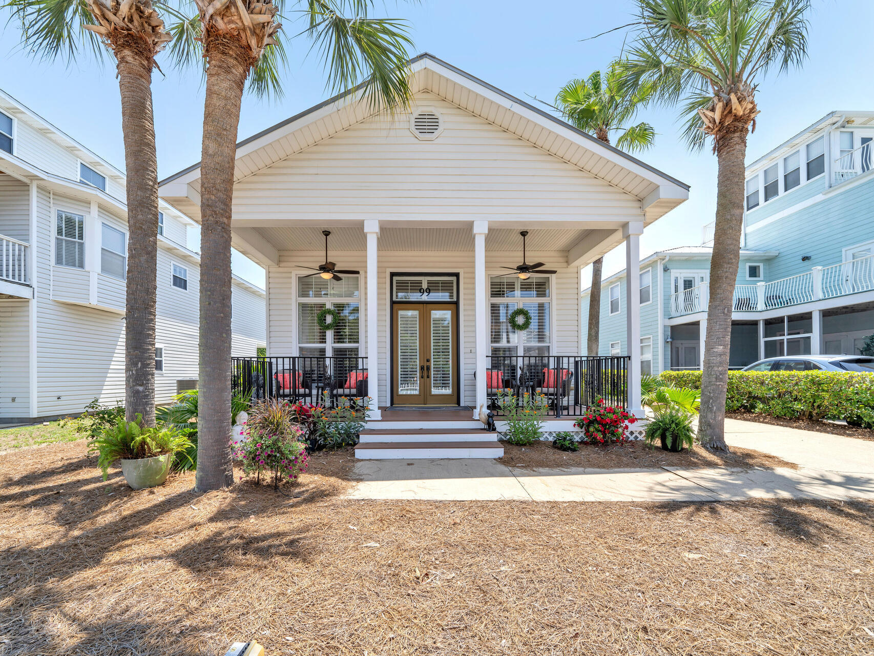 Nestled in one of the most lush and coveted locations along scenic highway 98 in Crystal Beach, this turnkey beach house is what you've been waiting for! 3 bedrooms and 2.5 bathrooms in the MAIN house and 2 bedrooms (plus loft) and 2 bathrooms in the GUEST cottage offer accommodations for all. Inviting, light-filled rooms welcome you, while the home's coastal chic ambiance suggests casually elegant living and entertaining in all seasons. You will find full kitchens in both homes, two sets of washer/dryers, and ample parking space on the extra long driveway which most homes do not have. Additionally storage is in abundance, with two large  areas upstairs in the main home that will fit all of your personal belongings and extras. A tropically landscaped exterior with ample patio space for alfresco dining and entertaining, and a private pool conveniently located between the two homes offers the ultimate privacy! A short walk to the sugar white beaches, Destin Commons shopping, golf courses and great restaurants awaits. This charming beach home is perfect as a primary residence, second home or short/long term rental income producer! Property is located in flood zone X, low risk and reasonable!