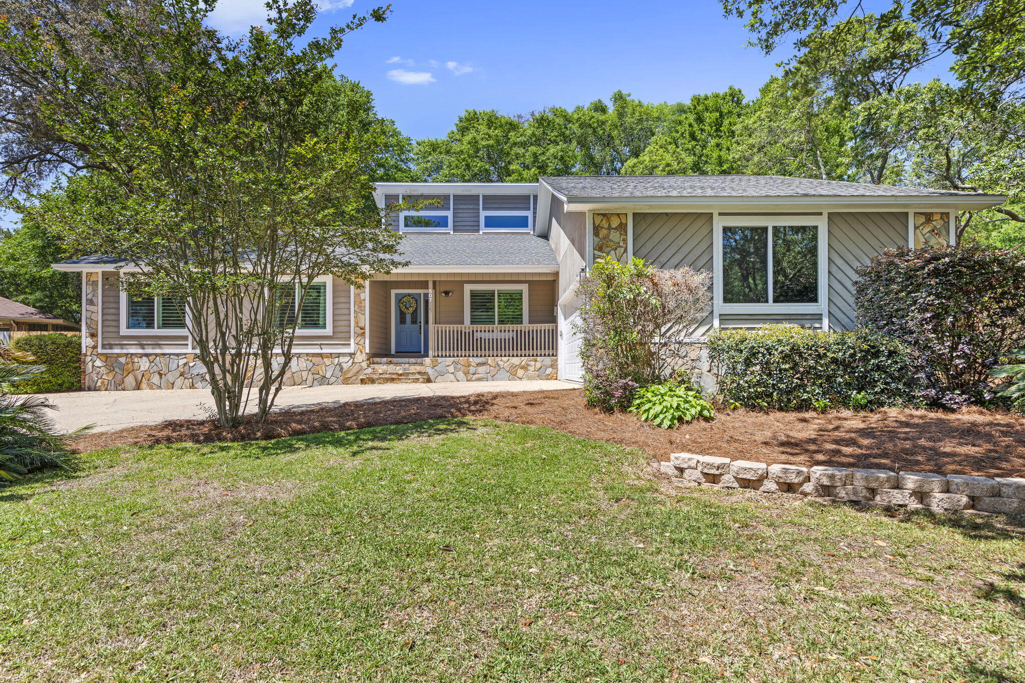 Discover the perfect place to call home in Bluewater Bay! This charming 4 bedroom, 2 bath house is centrally located and offers a plethora of desirable features. Step inside to find a large great room with cathedral ceiling and wood-burning fireplace - creating an inviting atmosphere for your gatherings. The eat-in kitchen has white cabinets, granite countertops and a subway tile backsplash that will make you want to grab your spatula right away!
The outdoor lover will be delighted by the large, fully fenced backyard that provides plenty of shade and privacy. And if you're looking for extra living space, this home also includes a heated and cooled Florida Room. Home was recently upgraded with impact; windows, sliding and rear doors. HVAC is 2019 and Water Heater 2006. Don't miss it!