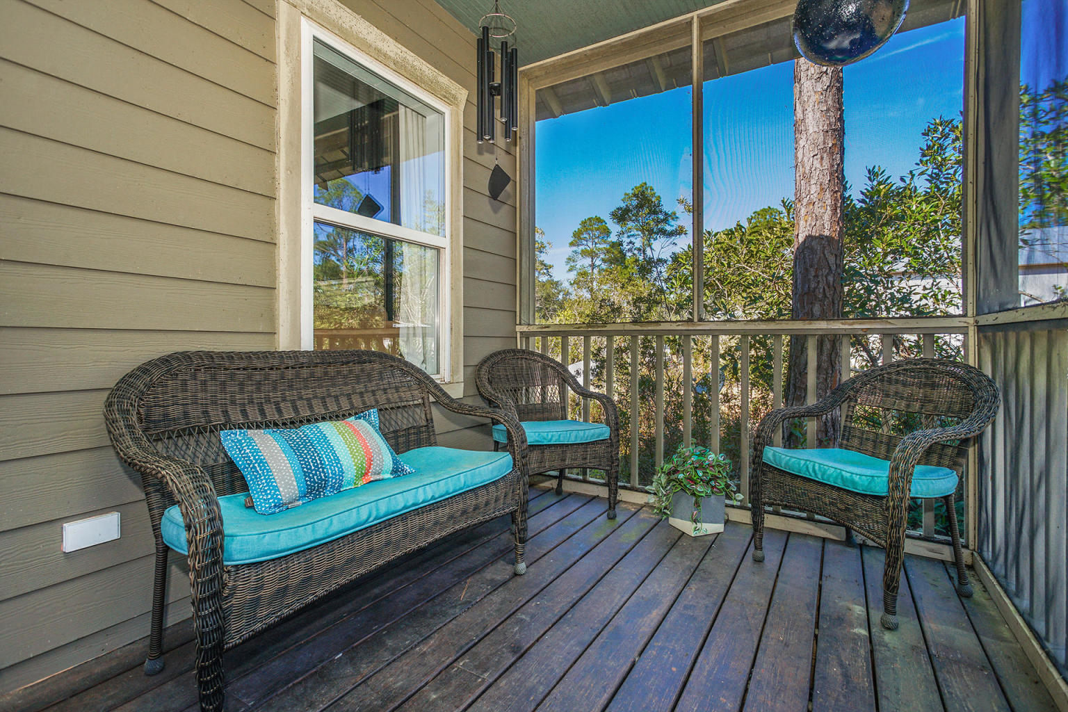 This charming Florida Cottage tucked among the oaks is located in Pt. Washington near Eden State Park. The home features: spacious screened in front porch; unique hardwood floors; wood burning fireplace in the living room; kitchen has stainless steel appliances, Silestone countertops with tile back splash; bedroom has a large walk-in closet; stacked washer and dryer; equipped with Planet Secure Security system. Outdoor features: side deck with an outdoor shower; large yard with natural landscaping; storage building. House is on county water and sewer. Situated on lot with plenty of room for growth. Dimensions to be verified by renter. Call today to schedule a showing of this Florida cottage! home not furnished