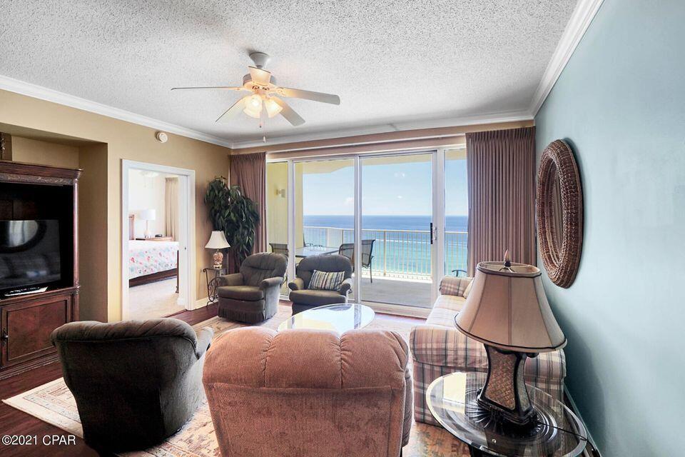 PRIVATE END UNIT ON THE 14TH FLOOR! This one-of-a-kind and rarely available property conjures up images of sun-splashed days of swimming,
biking, and relaxing. The 1481sqft 2Bd/2Ba+Bunk is larger than the popular Type B & BB floorplans and it lives like a beach house but comes with all the benefits
of owning a condo. Hard surface flooring in common areas and conveys fully furnished with window treatments, and artwork that welcome you to lie back, relax,
and enjoy panoramic views of the pool, beach and ocean. Open floor-plan and 9' ceilings allow for fabulous Gulf and sunset views from balcony, living room,
dining room, kitchen, & master suite providing the ultimate alfresco living and entertaining environment!