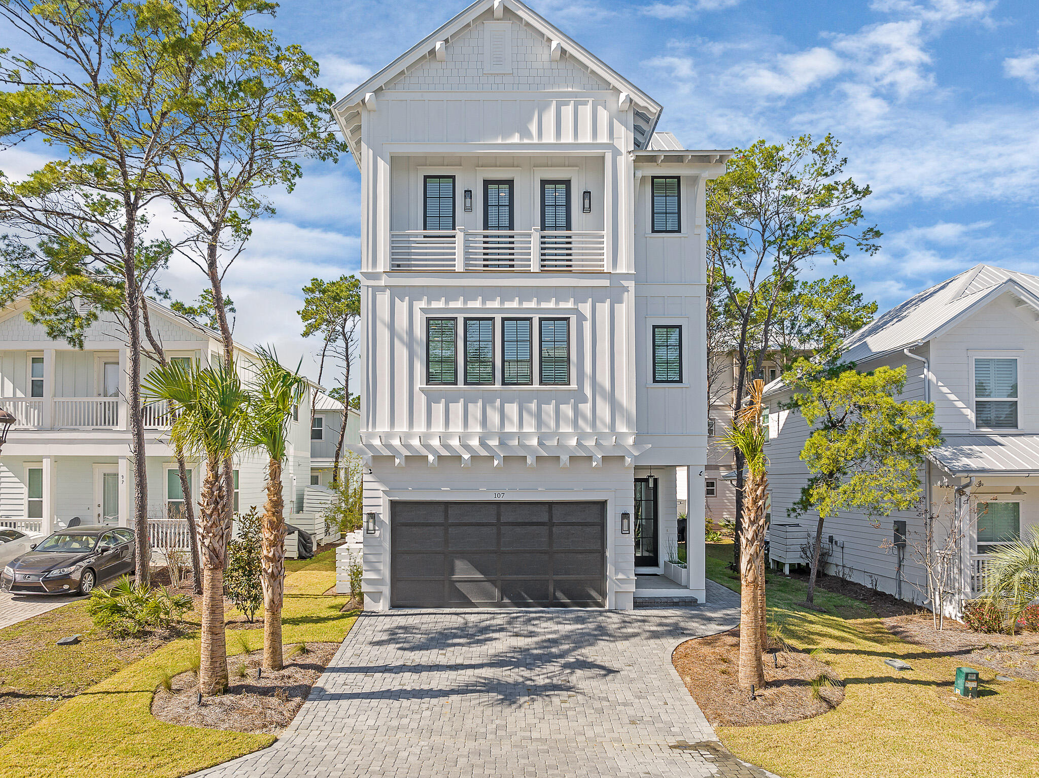 Stunning custom home in Grande Pointe built with high end materials including impact rated windows & doors along with spray foam insulation, 3 AC units, an elevator to all floors and high end appliances - gas stove & water heater. Pre-wired for network, home theater, etc along with smart garage door, wifi out door lights, wifi controlled irrigation & private well. Enjoy hardwood floors throughout the home, tons of windows (natural light) on all floors . The first floor features a spacious private bedroom & bath. Second features a large living room w/ walk-out deck & office. The dining area & kitchen flow seamlessly and are perfect for the entire family. The third floor features a large master & gorgeous master bath along with two other bedrooms & full bath. This home is a must see. Grande Pointe features a large community pool & clubhouse and  is one of the few communities with direct access to Lake Powell. Inlet Beach has the BEST public beach accesses along 30A. The location is ideal being just a short walk, bike ride or golf cart ride to gulf, Camp Helen State Park, or take the new tunnel to 30A or enjoy the shopping and dining at 30Avenue. If you are looking for privacy with access to everything our coast has to offer, look no further.